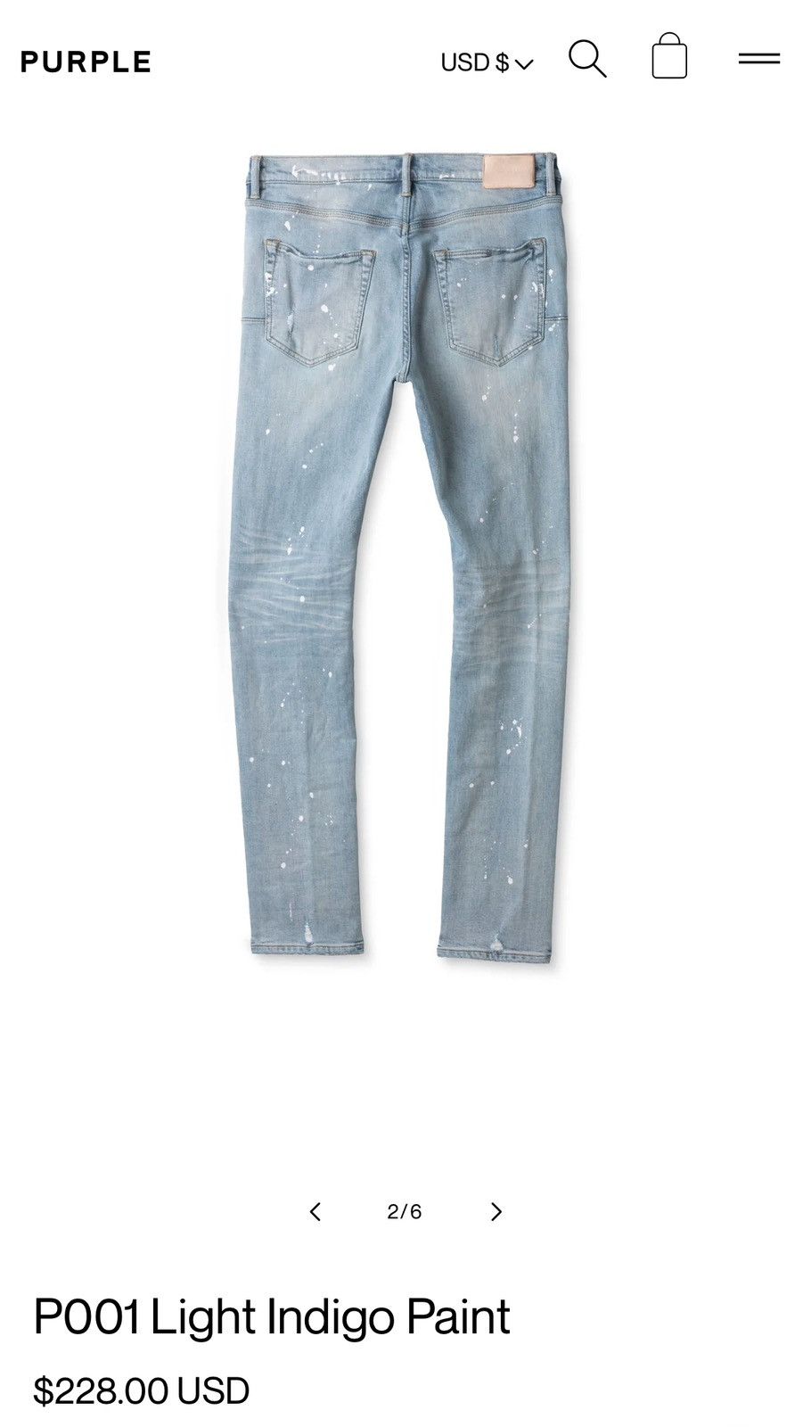 Purple P001 Light Indigo Paint Size US 31 - 13 Thumbnail