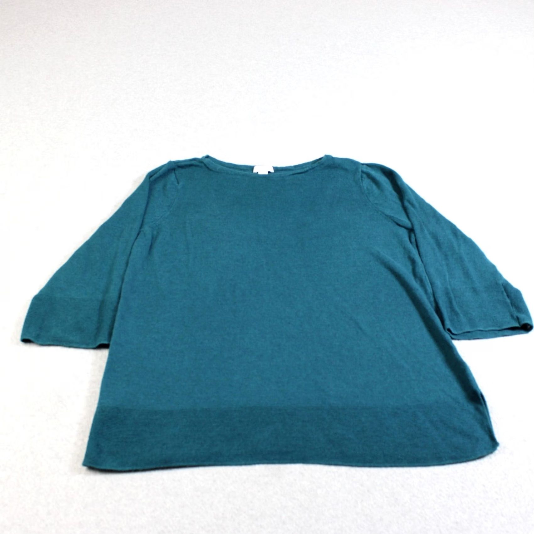 J. Jill J. Jill Sweater Women M Green Linen Cotton Modal Rayon 3/4 Sleeve Boat Neck Lightweight Pullover Casual Bohemian Shirt/Top Size M / US 6-8 / IT 42-44 - 2 Thumbnail