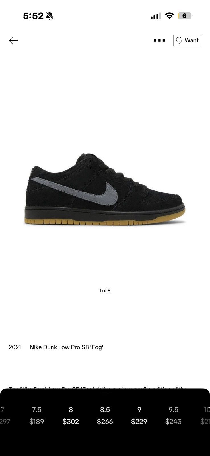 Nike NIKE DUNK LOW PRO SB “Fog” Size US 8.5 / EU 41-42 - 6 Thumbnail