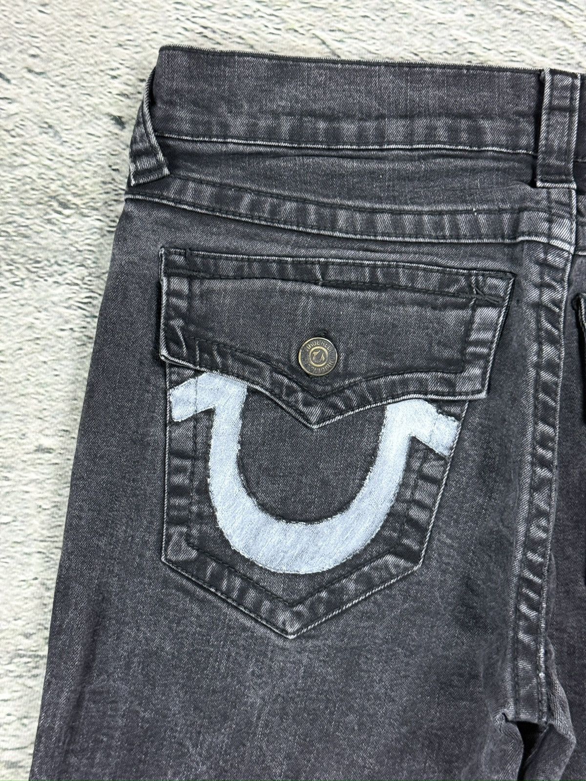 True Religion True Religion black jeans painted horseshoe logo Y2K Rocco Size US 33 - 3 Thumbnail