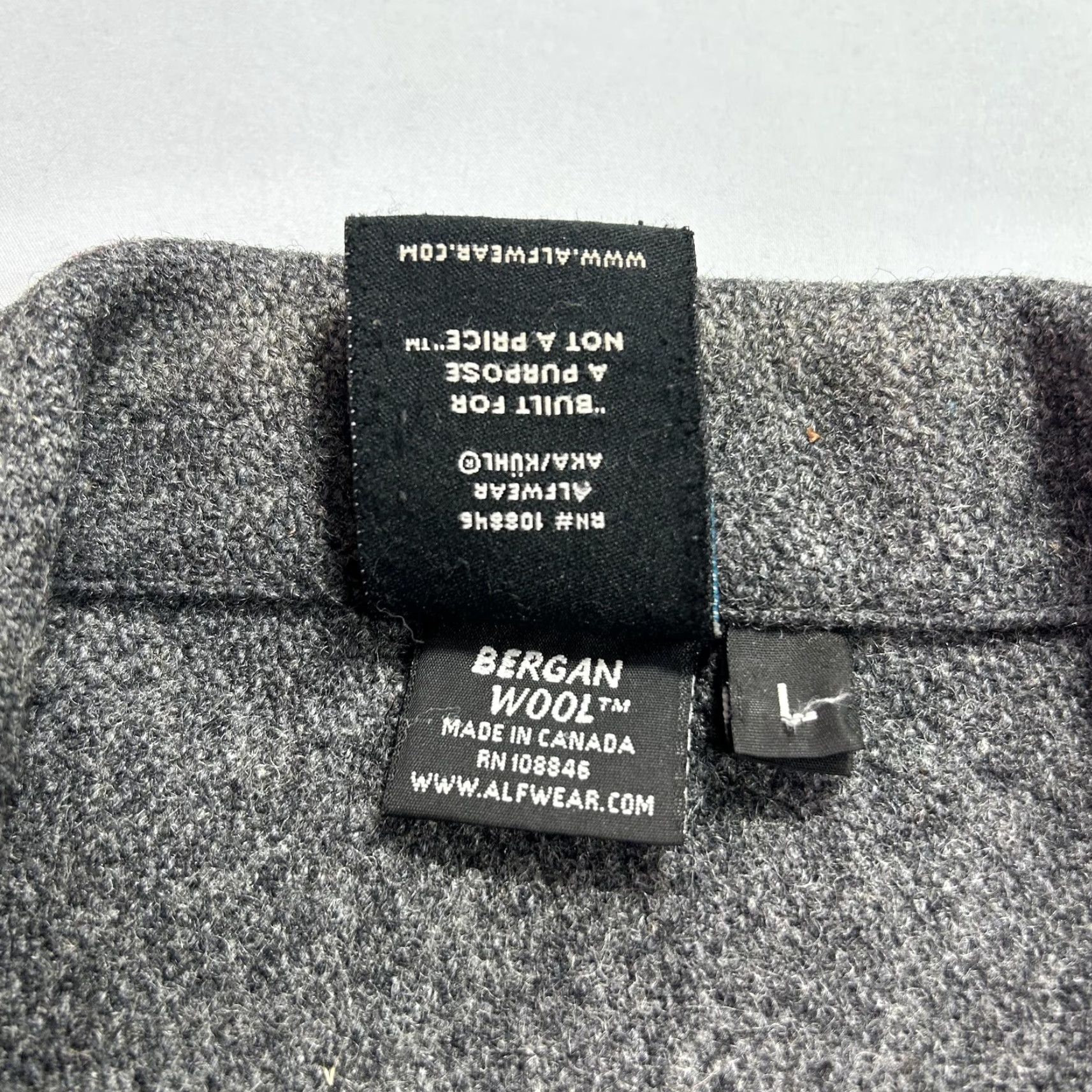 Alf Clothing Jacket Mens Large Gray Bergan Wool Full Zip Made in Canada Outdoor Bomber Jacket L Casual Travel Workwear Mens