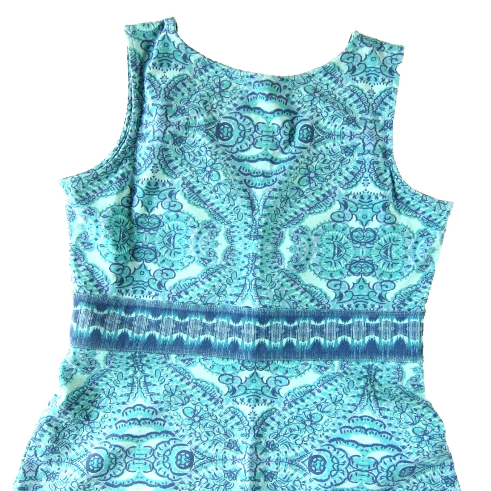 Life is Good Life Is Good Blue Floral Paisley Stretch Sleeveless V-Neck Sheath Tank Dress 6 Size M / US 6-8 / IT 42-44 - 5 Thumbnail