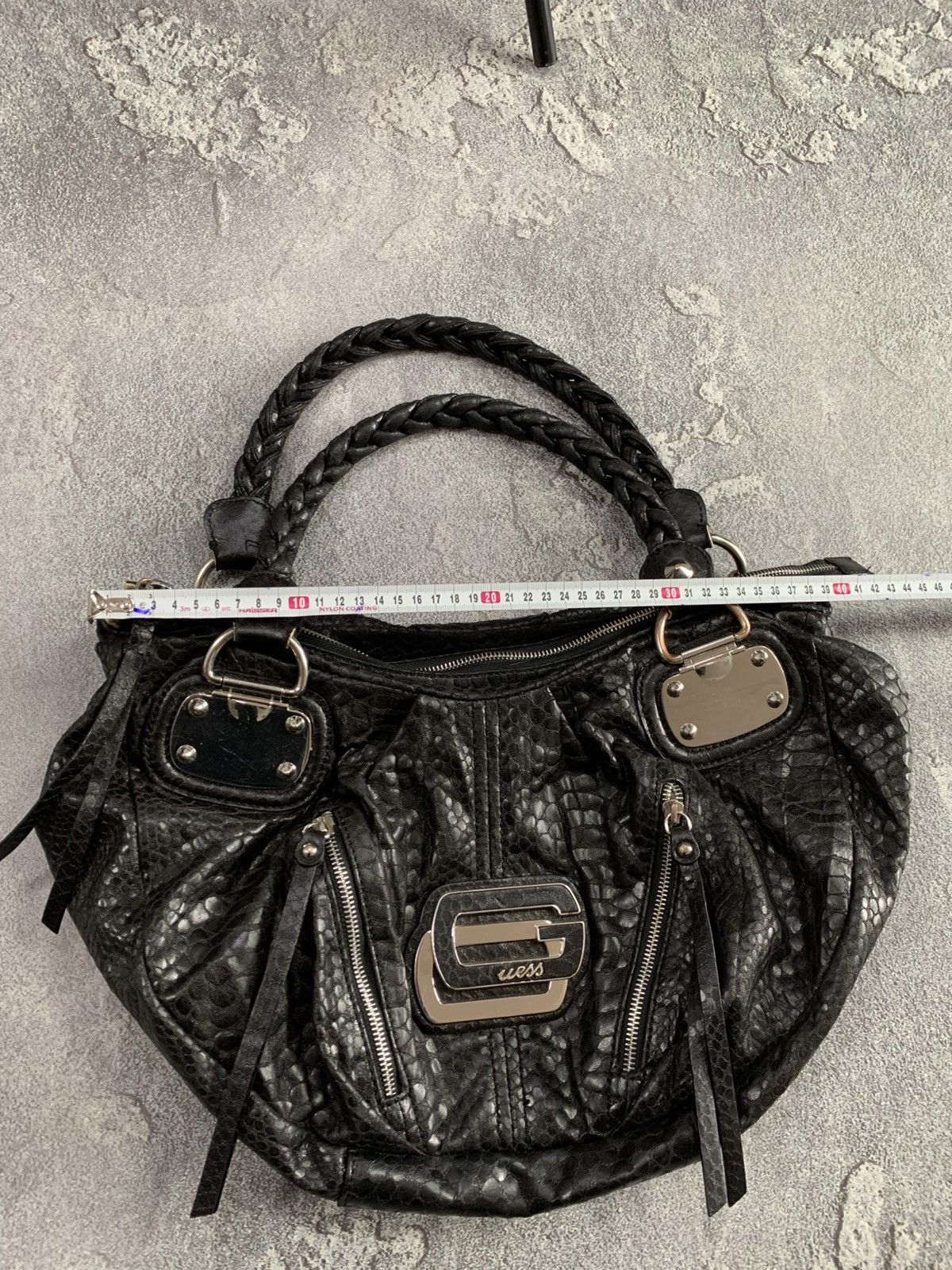 Guess Vintage Guess Y2K Black HandBag Avant Garde Python Patern Size ONE SIZE - 16 Thumbnail