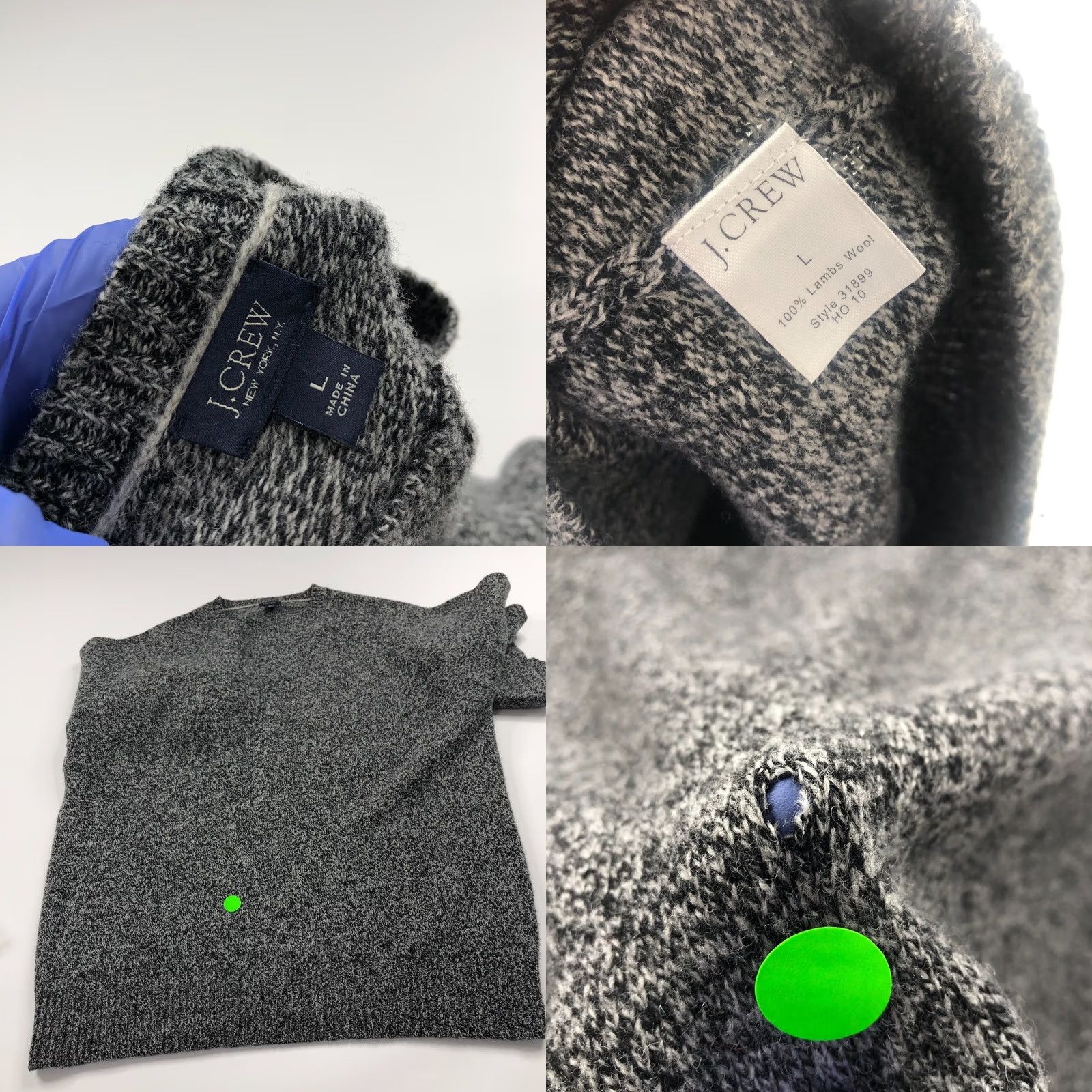 J.Crew J.Crew Men's L Pullover Sweater Long Sleeve Marled Black Gray 100% Lambswool HOLE Size US L / EU 52-54 / 3 - 8 Thumbnail