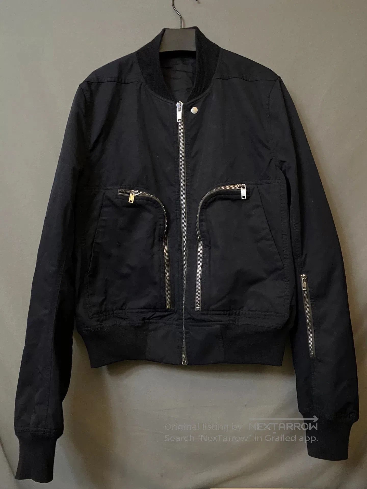 Black Rick Owens Flight Jacket.