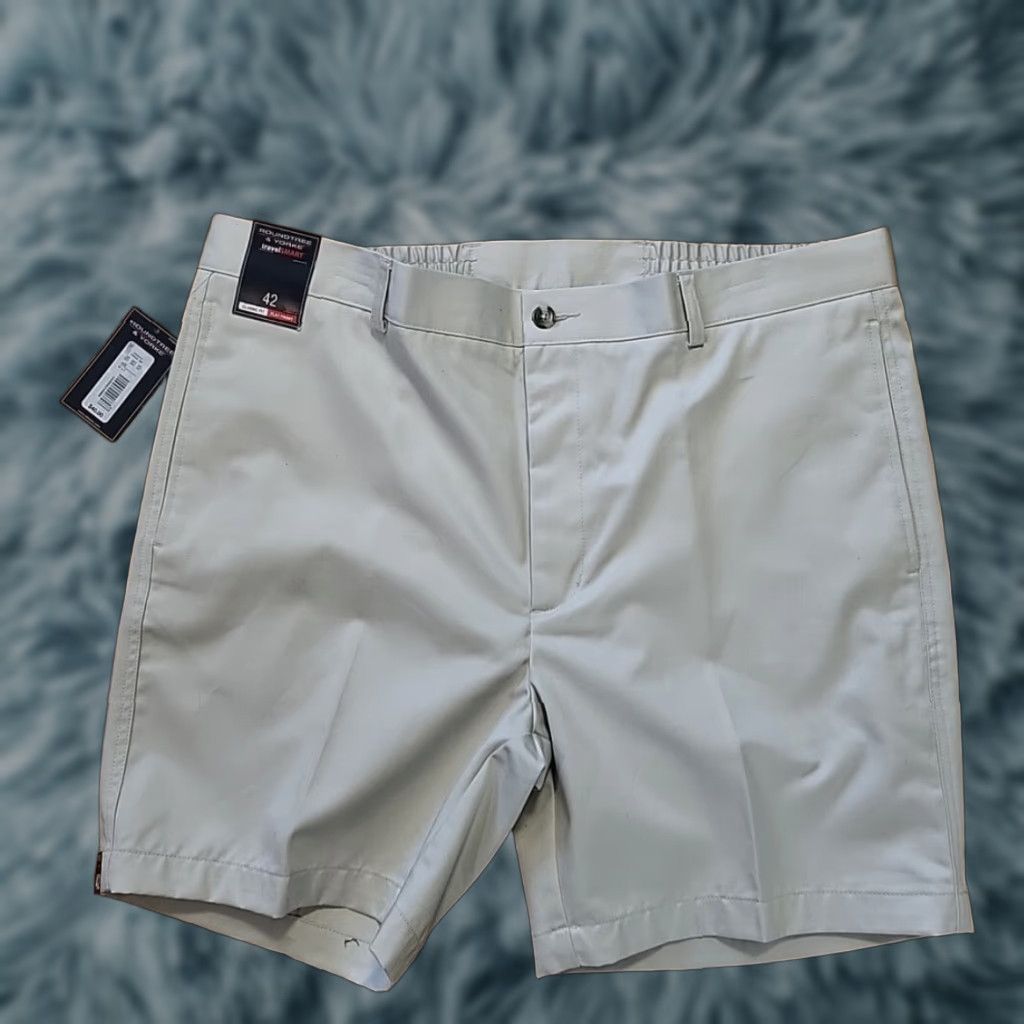 Roundtree & Yorke VINTAGE Roundtree & Yorke Flat Front Shorts Tan 42 Brown Chino Casual Travel NWT Men 42 Inseam 7in Size US 42 / EU 58 - 1 Thumbnail