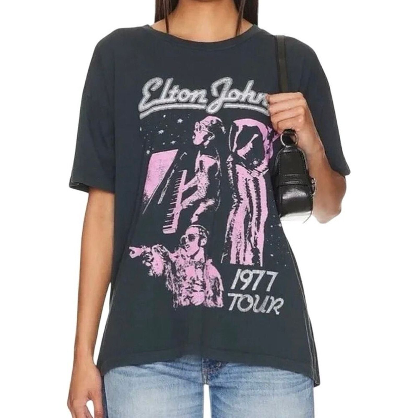 Daydreamer DAYDREAMER Elton John 1977 Merch Tee in Vintage Black Size L Size L / US 10 / IT 46 - 3 Thumbnail