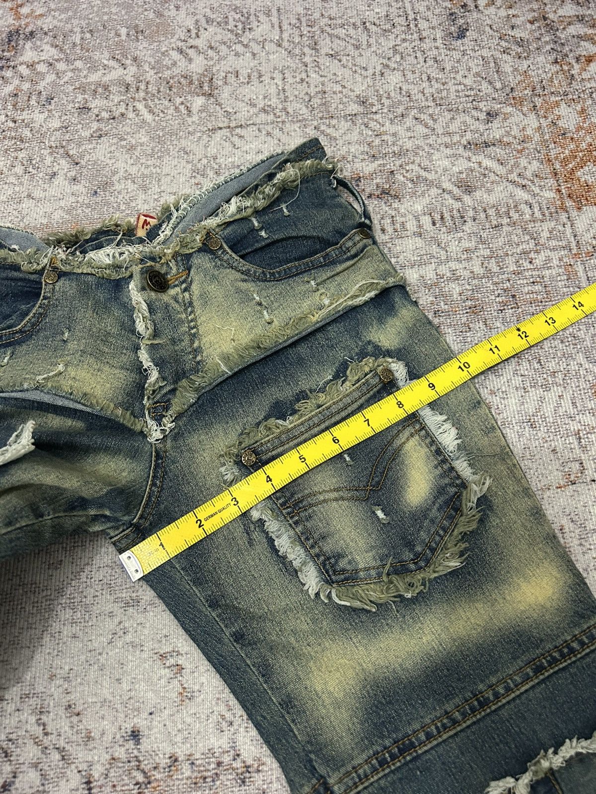 If Six Was Nine Modernistic Acid Wash Multi Pocket Flare Jeans Size US 28 / EU 44 - 19 Thumbnail