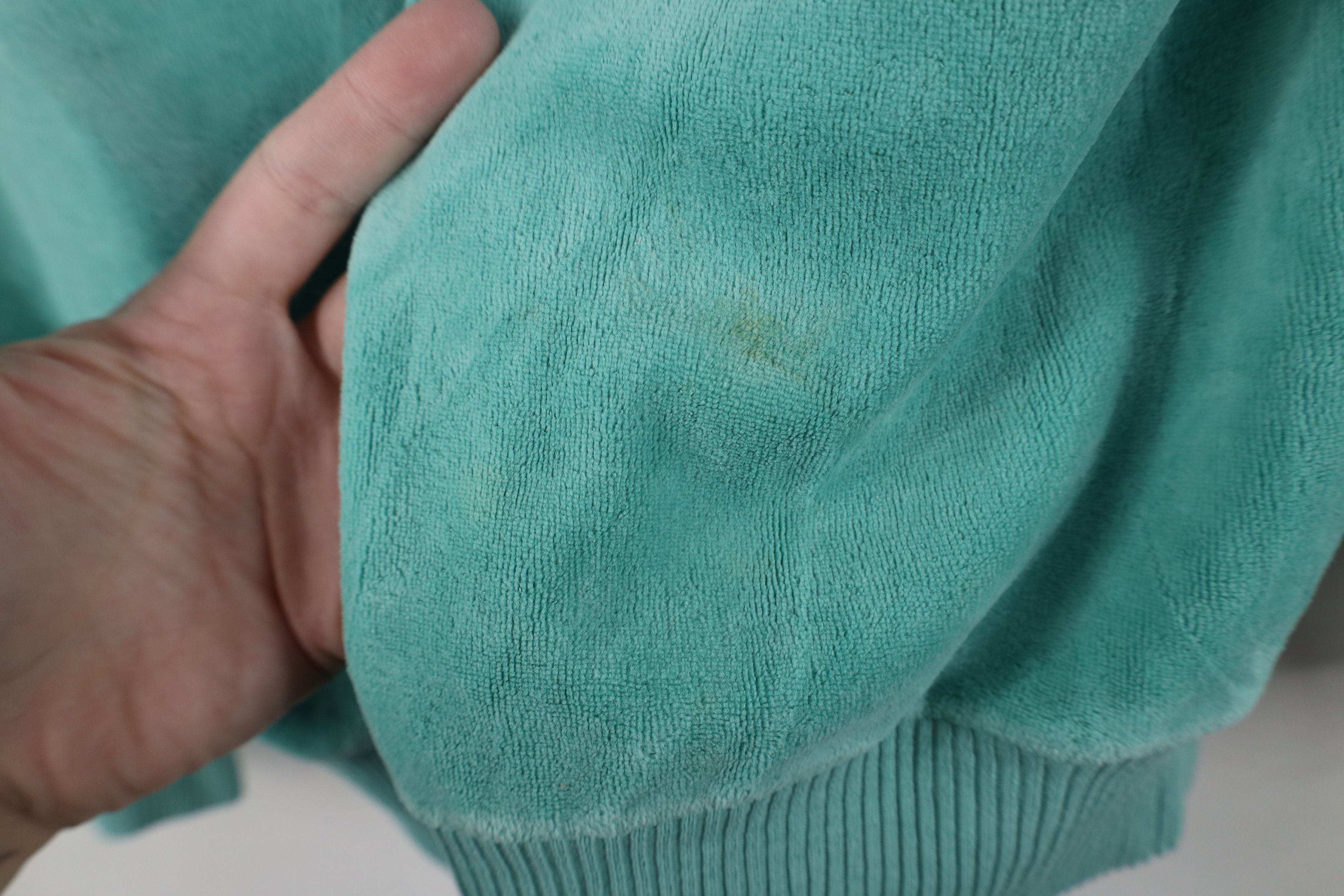 Vintage Vintage 70s Streetwear Blank Velour Sweater Teal USA Size L / US 10 / IT 46 - 4 Thumbnail