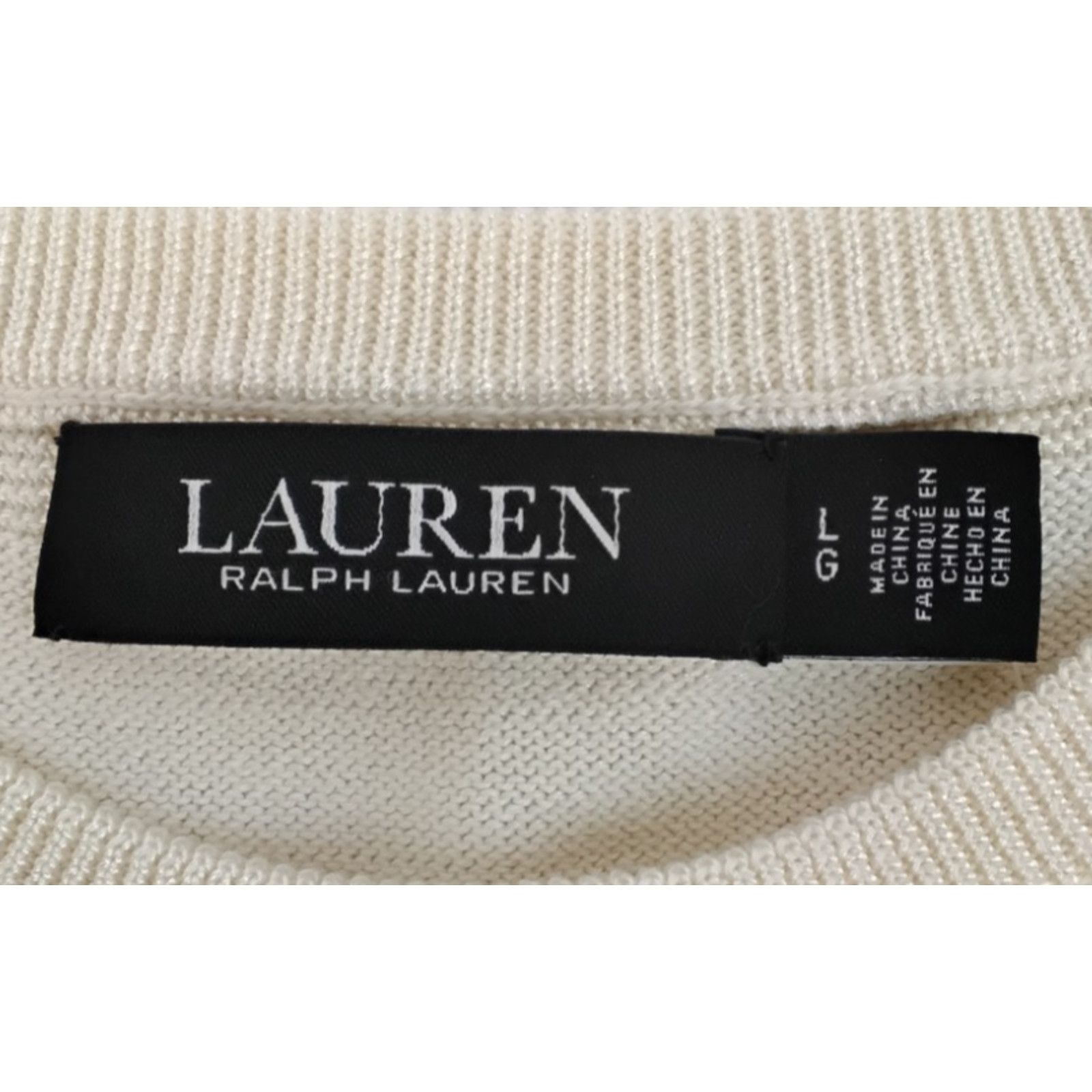 Ralph Lauren Ralph Lauren Women's Short Sleeve Sweater L Cream NWT Size XL / US 12-14 / IT 48-50 - 7 Thumbnail