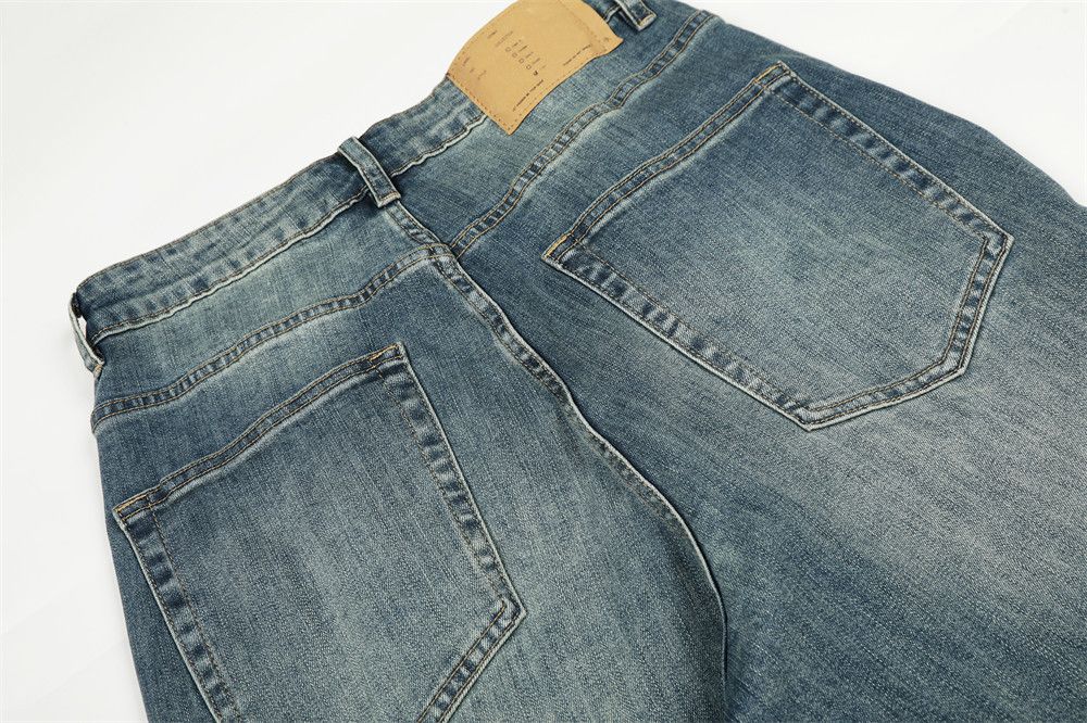 Jean Vintage washed casual loose men's distressed straight jeans Size US 32 / EU 48 - 4 Thumbnail