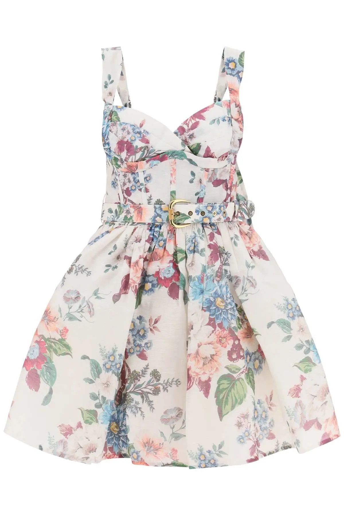 Image of Zimmermann O1S22I1N1223 Matchmaker Floral Bustier Dress In White, Women's (Size Small)