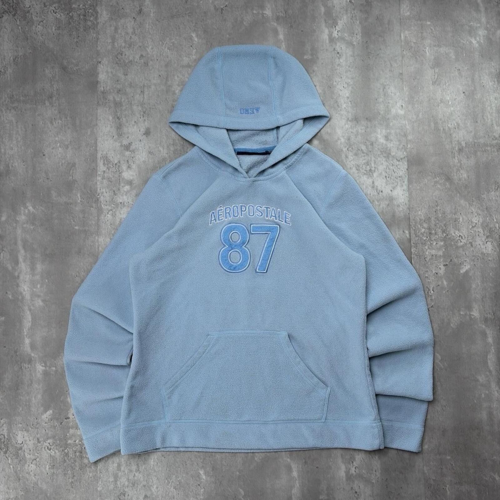 Aeropostale Y2K Light Blue Aeropostale Grunge Skater Fleece Hoodie Size L / US 10 / IT 46 - 1 Thumbnail