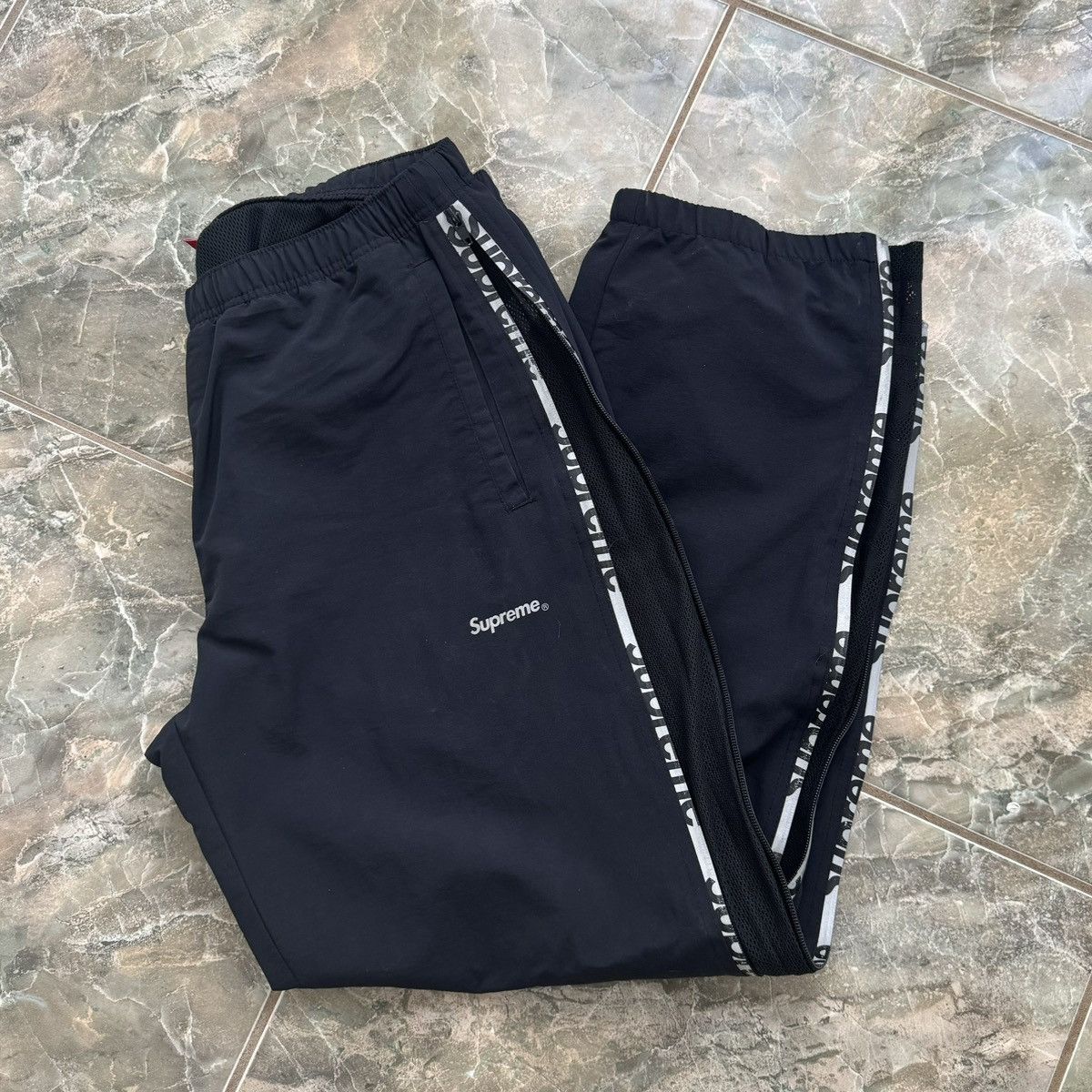 image of Supreme Reflective, Zip Track Pants in Black, Men's (Size 32)