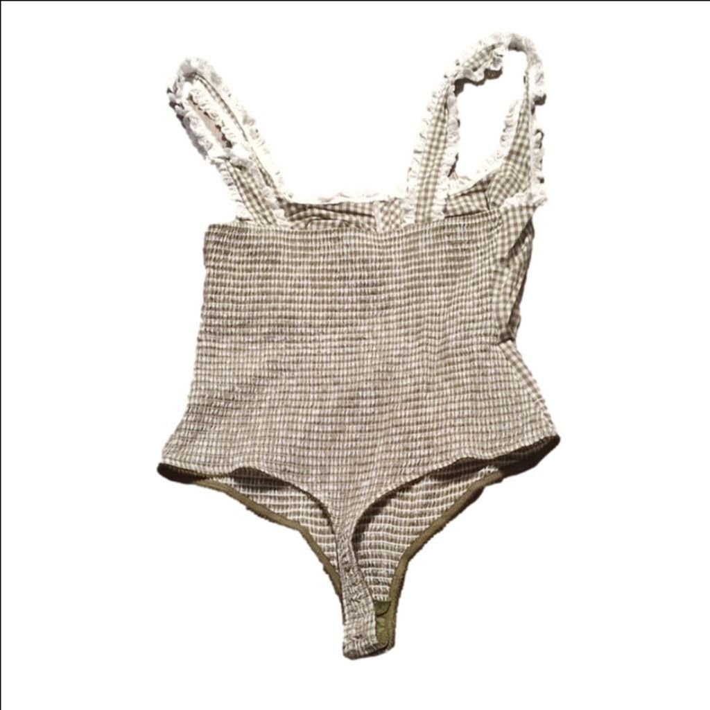 Free People Free People Cassie Gingham Ruffle Bodysuit Size Large Size L / US 10 / IT 46 - 8 Thumbnail
