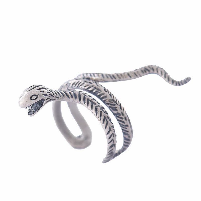Jewelry Snake Dark Jewelry Rings Open Size Chrome Ring (Size 7-13) Size ONE SIZE - 6 Thumbnail