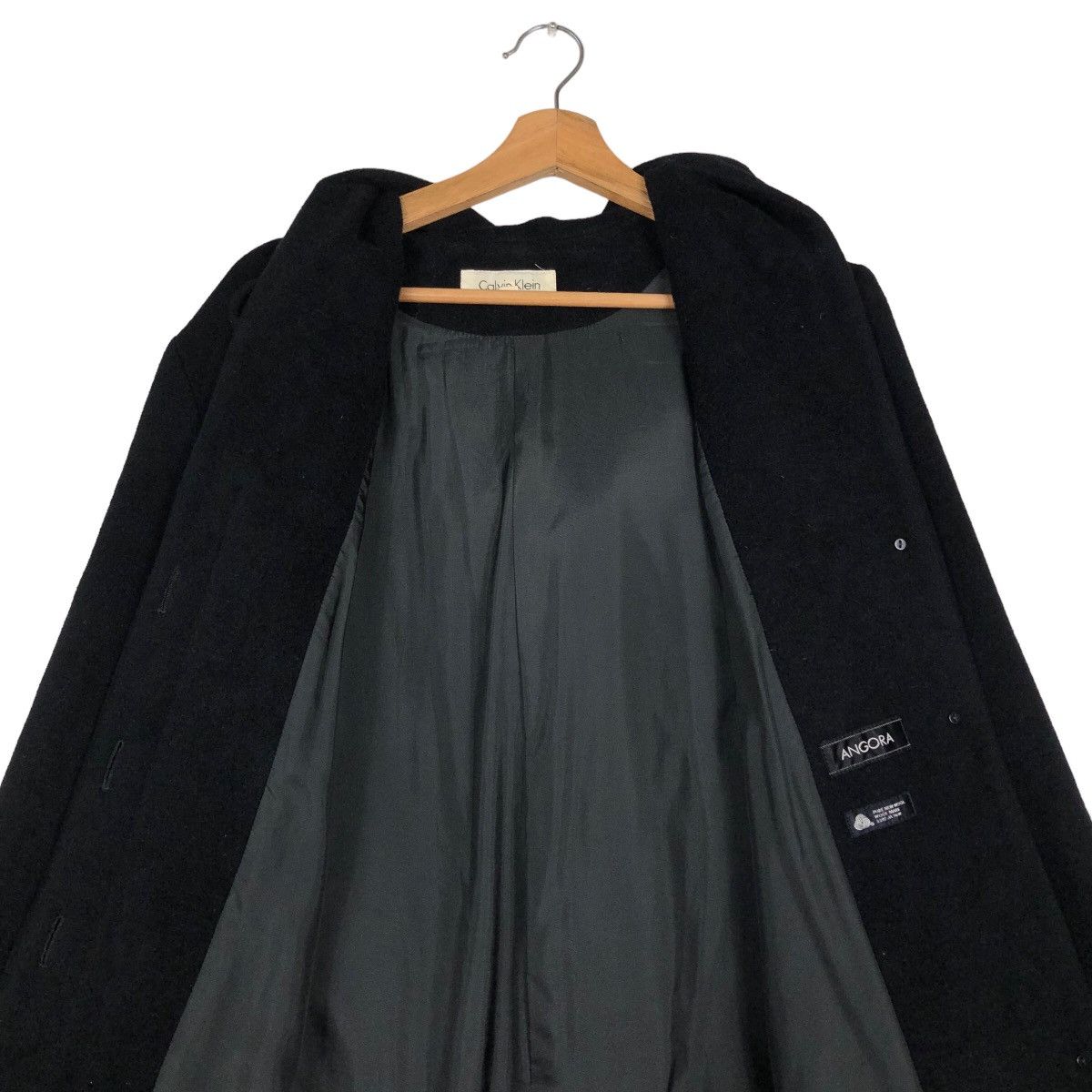 Japanese Brand 🔥Rich Black - Long Fly Wool Herringbone Calvin Klein Coats Size US M / EU 48-50 / 2 - 16 Thumbnail