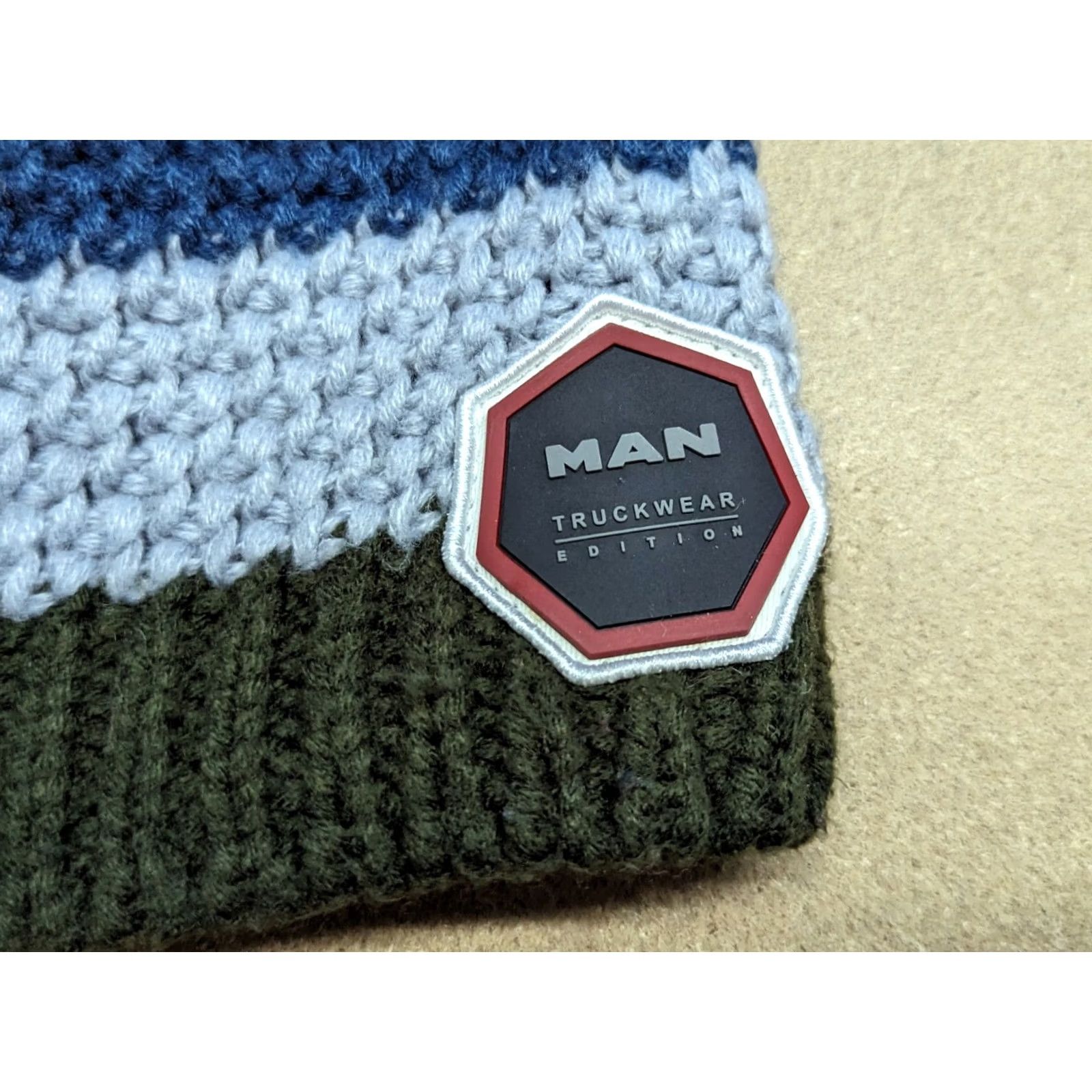 Vintage MAN Truckwear Edition Beanie Hat One Size Striped Pom Pom Lined Knitted Size ONE SIZE - 4 Thumbnail
