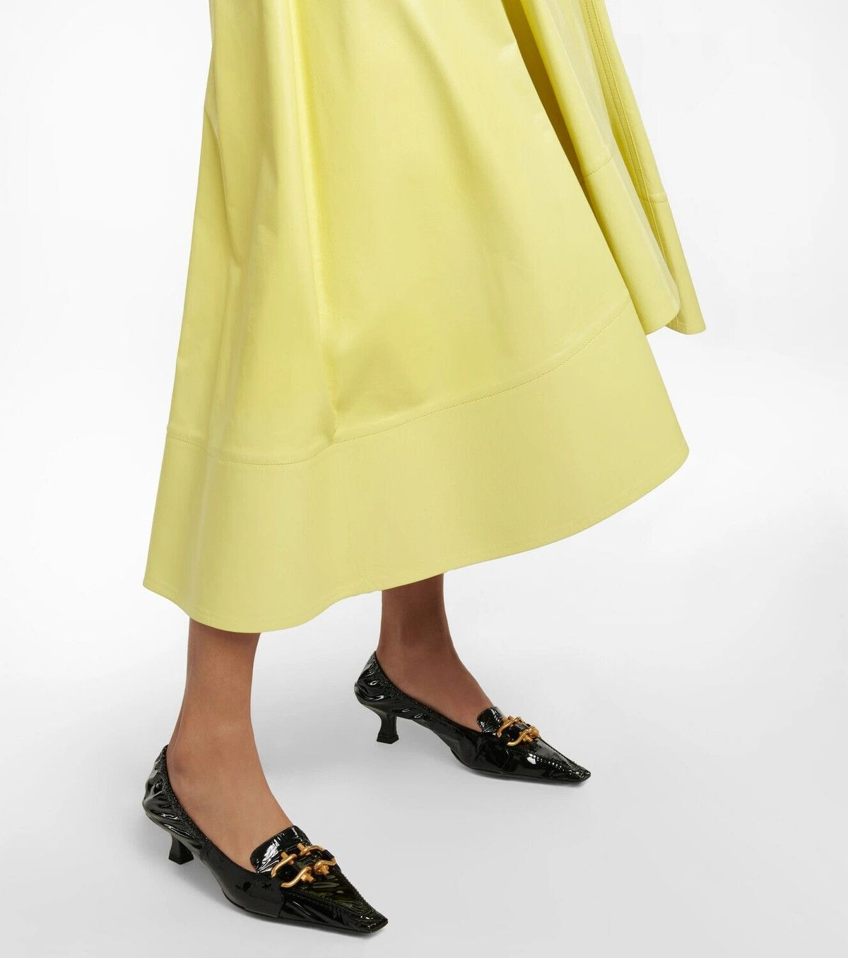 Bottega Veneta o1loc1c0324 716284 Shiny Leather Skirt in Yellow Size 30" / US 8 / IT 44 - 2 Thumbnail