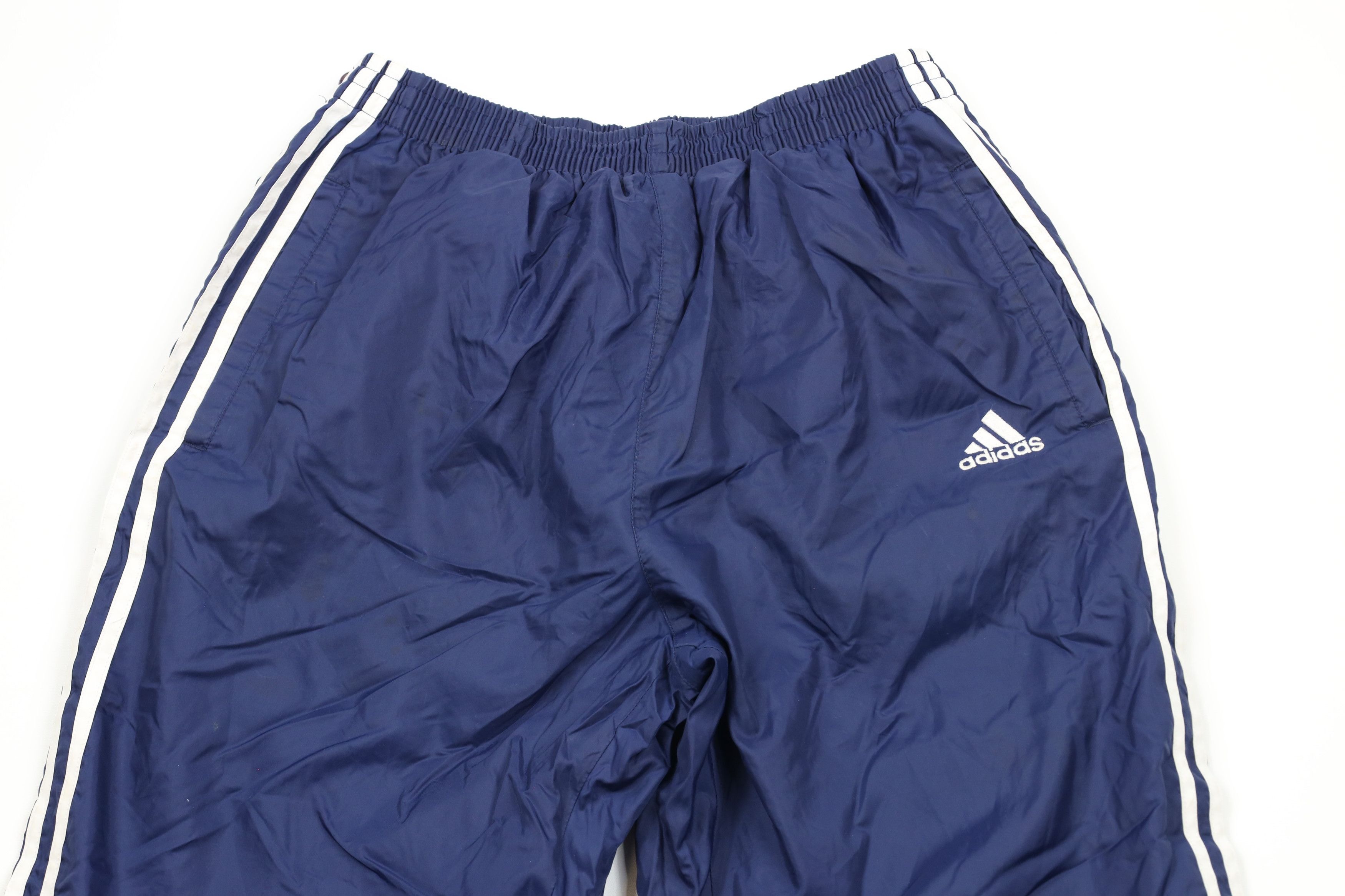 Adidas × Vintage Vintage 90s Adidas Spell Out Lined Tearaway Pants Blue Size US 34 / EU 50 - 2 Thumbnail