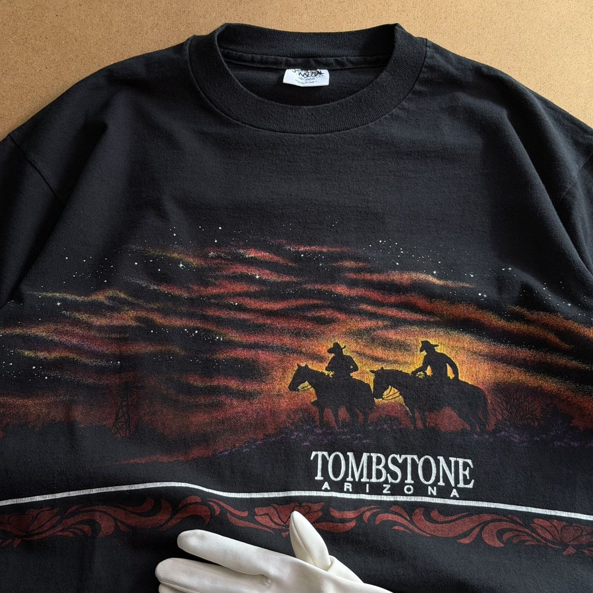 Vintage 90s Tombstone Arizona Western Aop Single Stitch Tee in Black, Men's — image 3 of 6