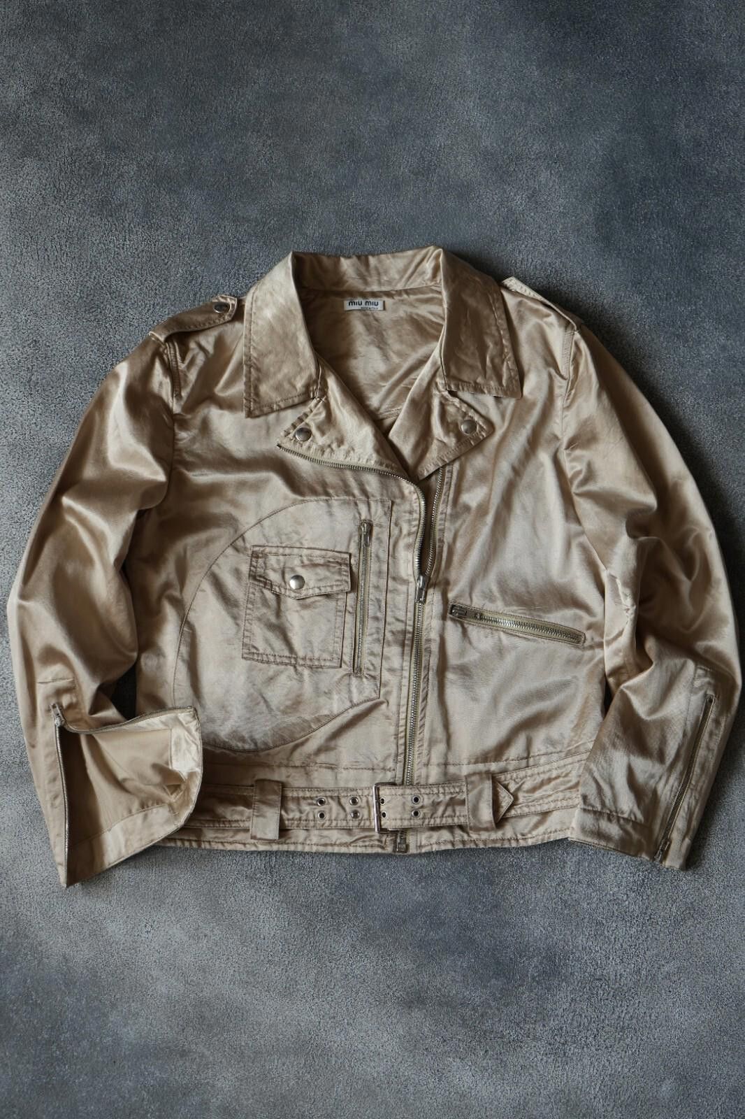 Miu Miu 2000`s Miu Miu Light Biker Jacket Beige Vintage Women Size M Size M / US 6-8 / IT 42-44 - 6 Thumbnail