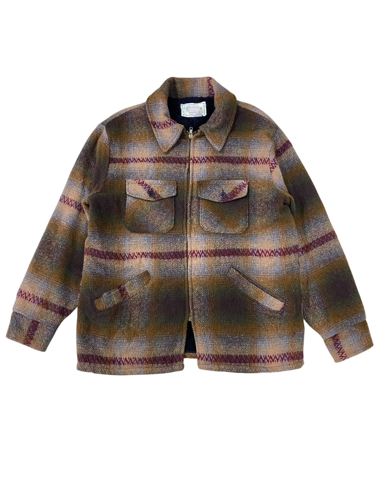 Vintage 50s Melton recycled wool blouson tartan jacket J5 Size US L / EU 52-54 / 3 - 1 Thumbnail