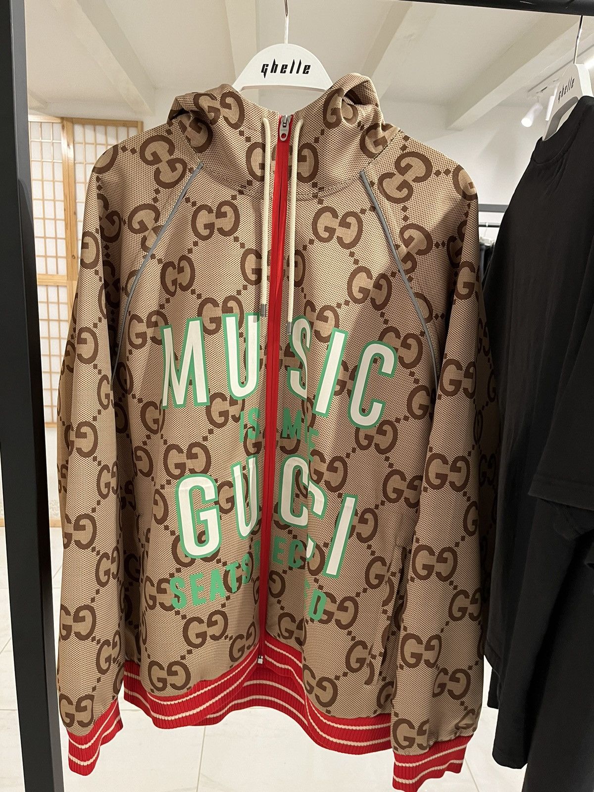 image of Gucci 100 Neoprene Zip Jacket in Brown, Men's (Size 2XL)