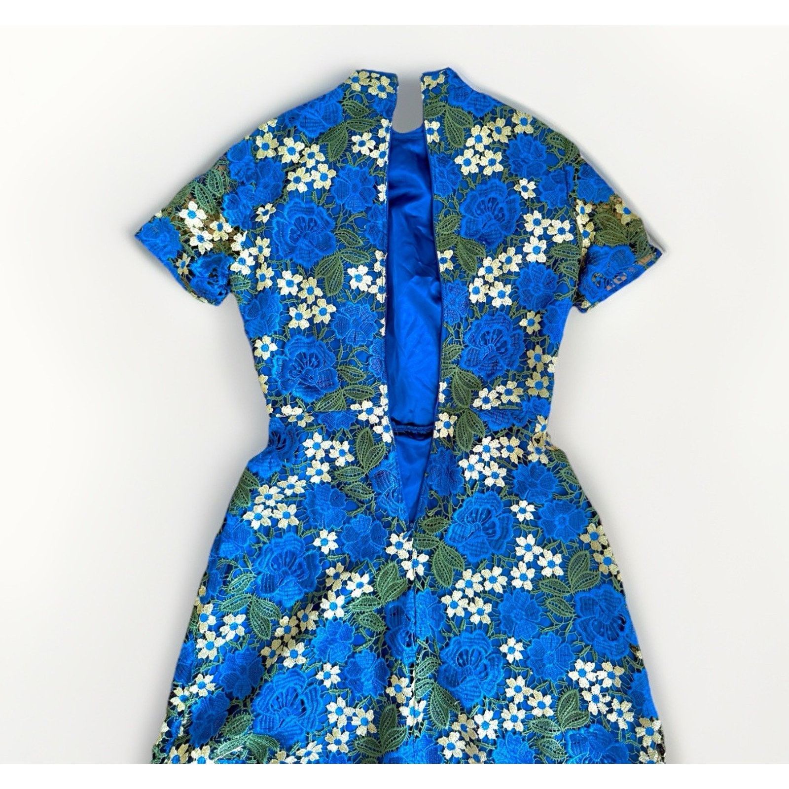Asos ASOS Blue and Green Lace High Neck Mini Dress Women's Size 2 Size XS / US 0-2 / IT 36-38 - 9 Thumbnail
