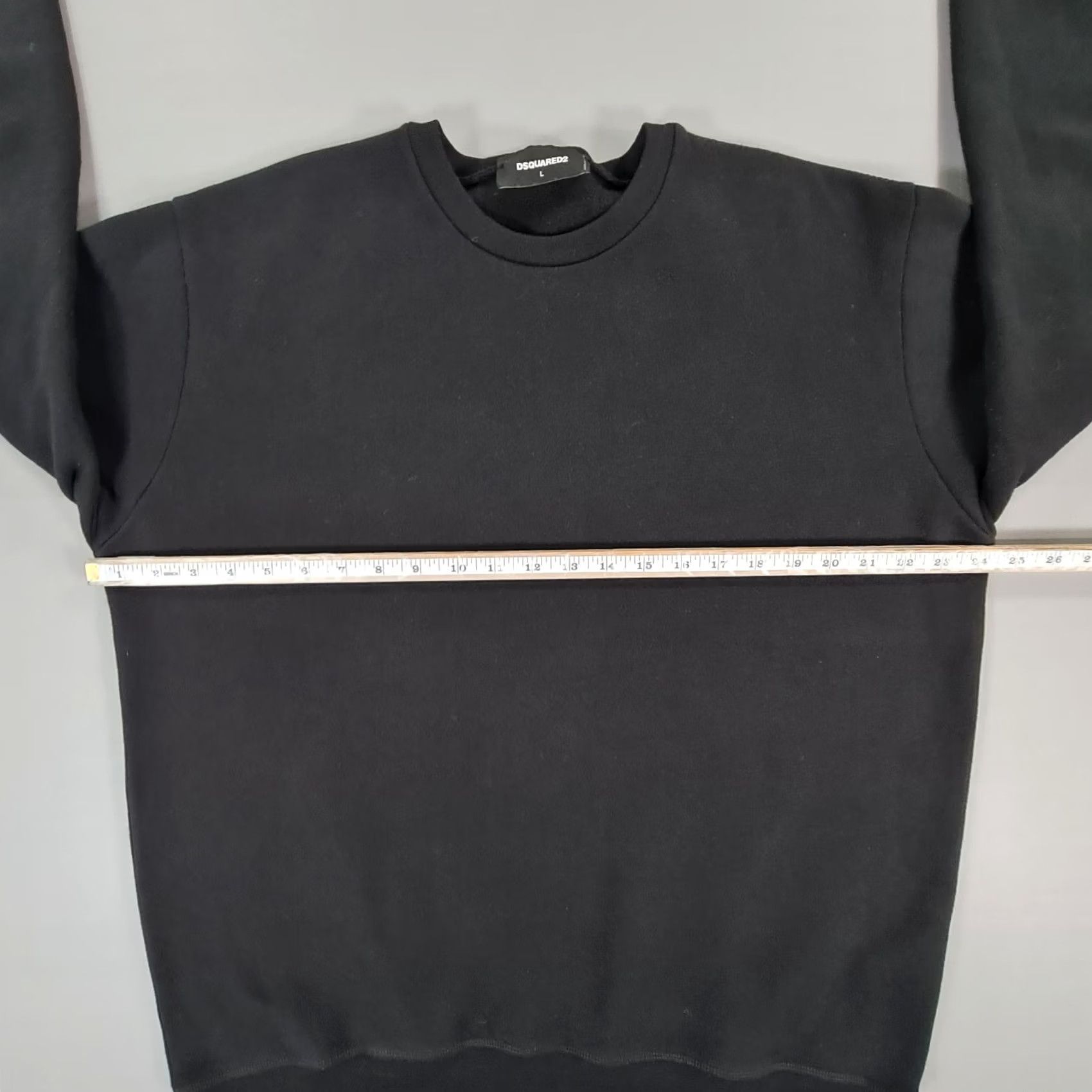 Dsquared2 Dsquared2 Mens Sweatshirt Black Large Tape Logo Crew Pullover Fleece Sweater Size US L / EU 52-54 / 3 - 6 Thumbnail