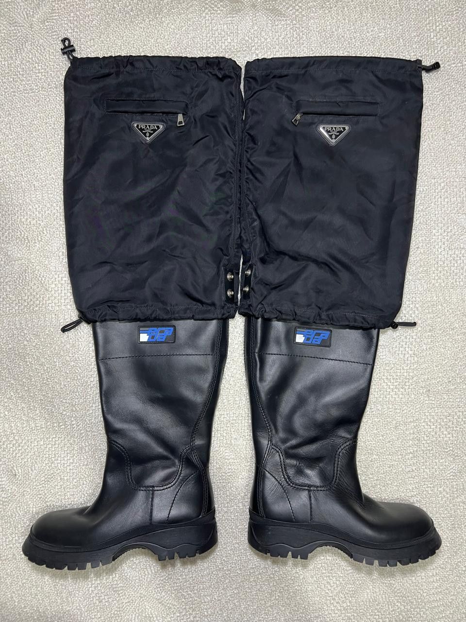 Prada Rare Prada F/W 18 runway nylon gaiters leather boots Size US 6 / IT 36 - 4 Thumbnail