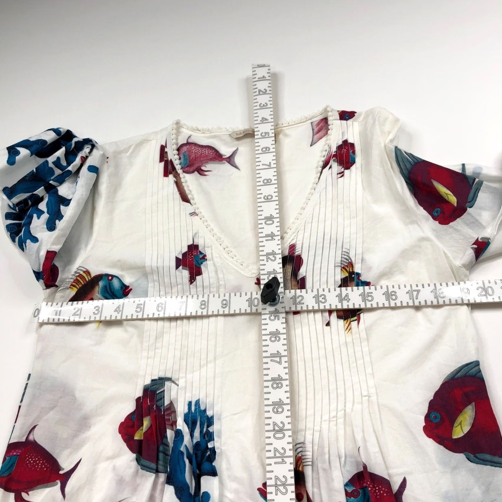 Soft Surroundings Soft Surroundings Dress Womens Medium Above Knee 3/4 Sleeve Fish All Over Print Size M / US 6-8 / IT 42-44 - 6 Thumbnail