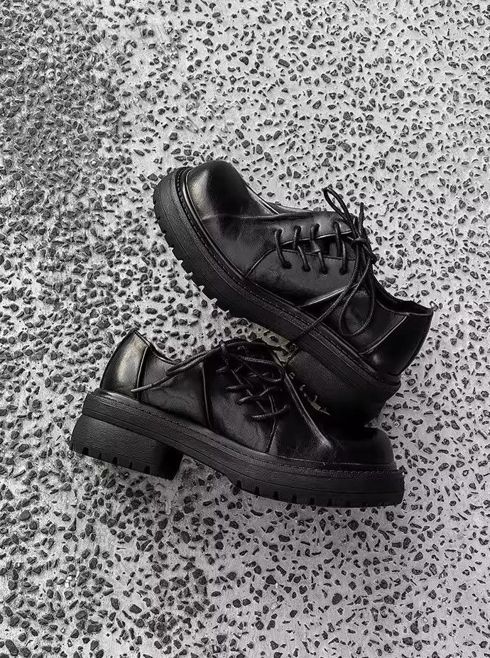 Genuine Leather Real Leather Designer Pleated Platform Solid Casual Boots Size US 10.5 / EU 43-44 - 1 Thumbnail