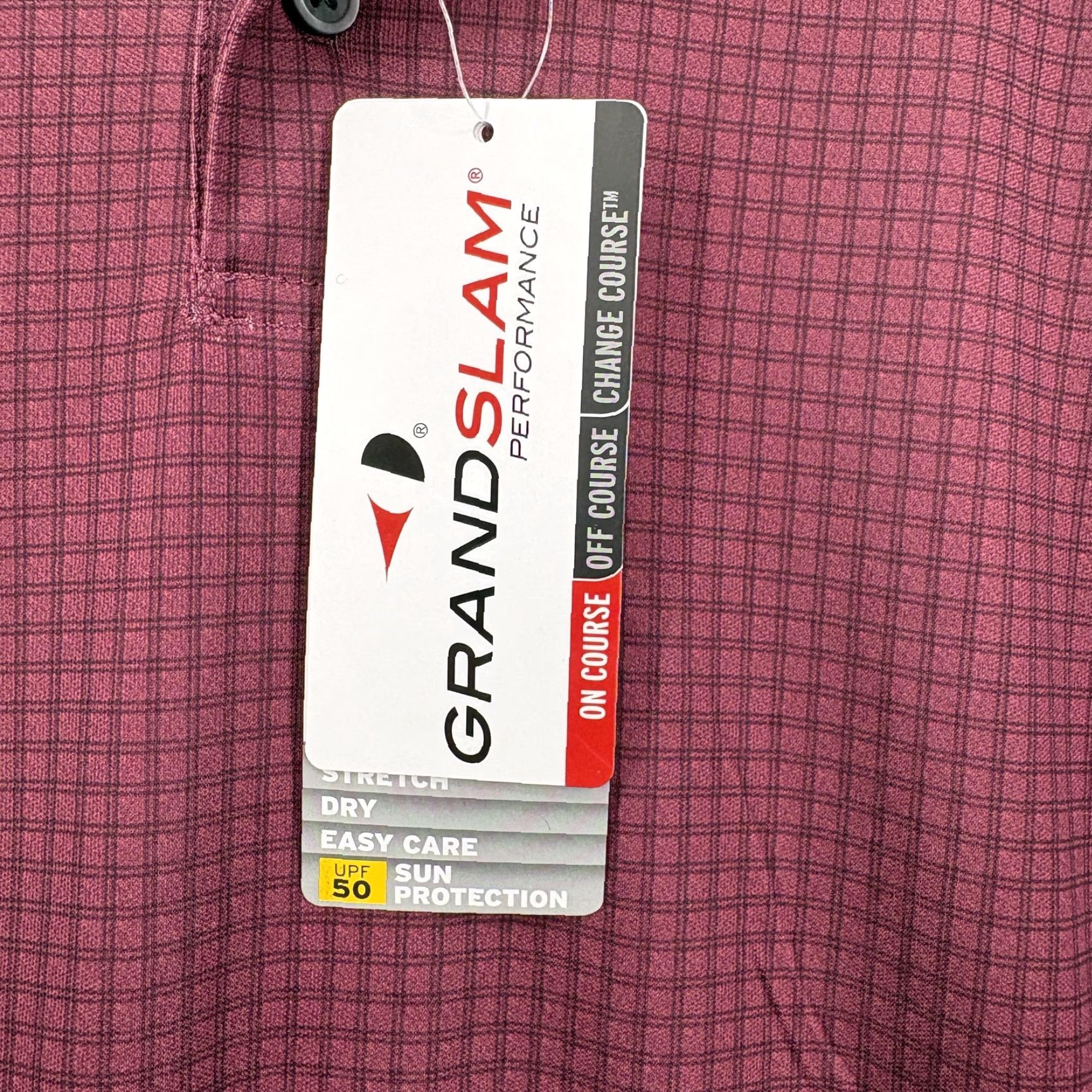 Vintage Grand Slam Performance Polo Shirt Mens 2XL Wine Red Check Golf UPF 50 Stretch Polo Shirt Mens 2XL Wine Red Check Golf UPF 50 Stretch Size US XXL / EU 58 / 5 - 4 Thumbnail