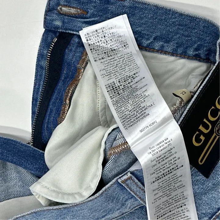 Gucci Gucci Logo Apple Pattern Denim Shorts-2507 Size 23" - 5 Thumbnail