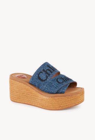 Chloe o1loc1c0625 Woody Denim Espadrillas in Blue Size US 9 / IT 39 - 1 Preview
