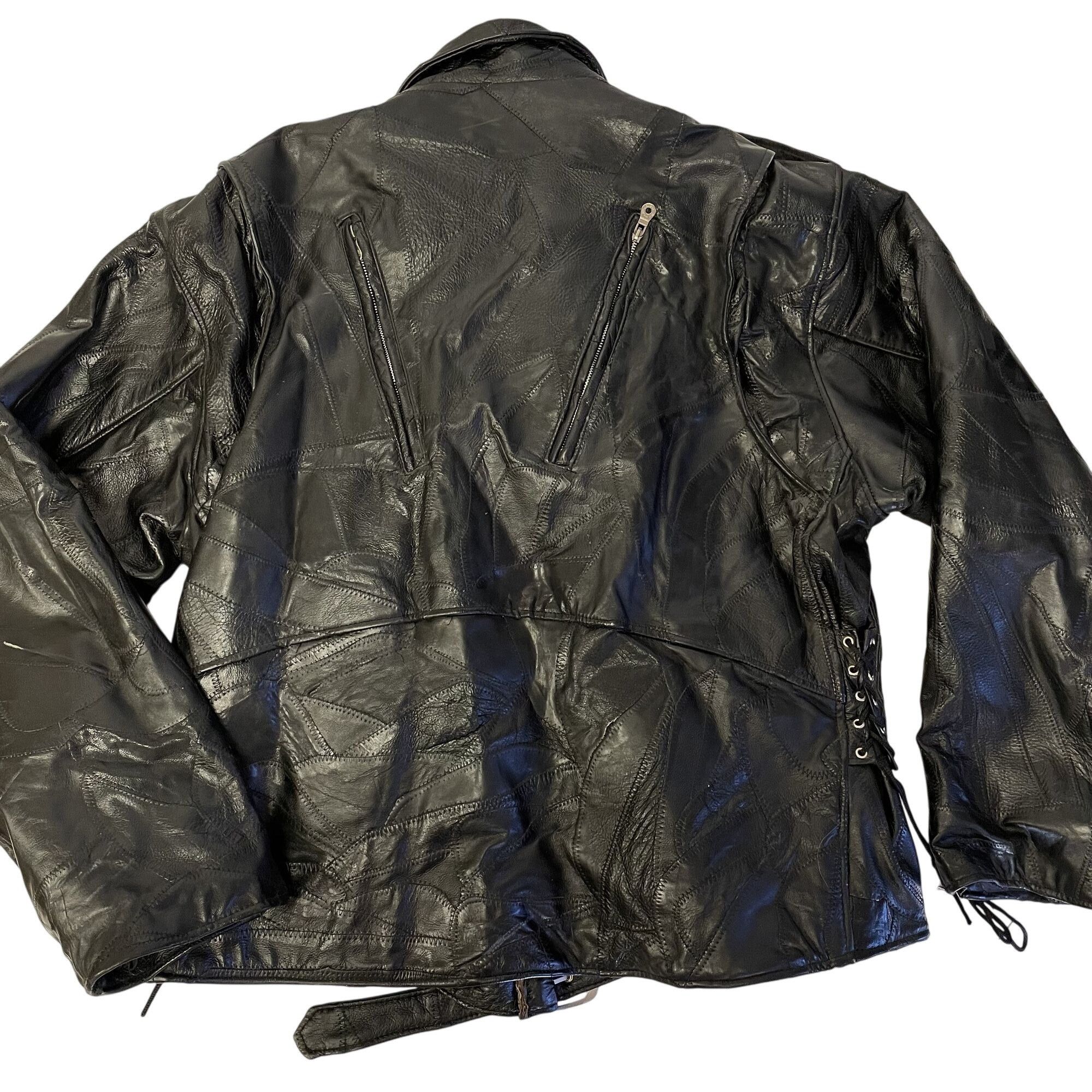 Other Vtg Diamond Plate BUFFALO Leather MOTORCYCLE Jacket Size US XXL / EU 58 / 5 - 4 Thumbnail