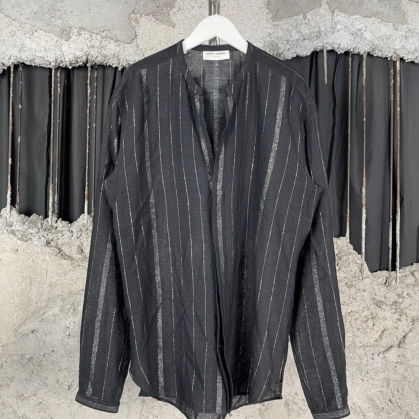 Saint Laurent Paris Saint Laurent Silver Stripe Shirt Size S Size US S / EU 44-46 / 1 - 1 Thumbnail