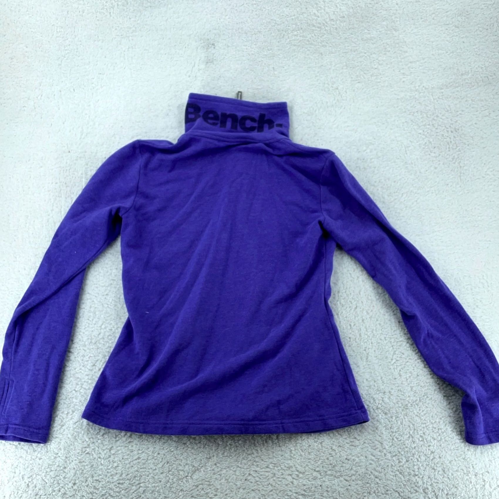 Bench Bench French Terry Sweater Women Large Purple Full Zip Thumb Hole Sleeve Casual Knit Size L / US 10 / IT 46 - 7 Thumbnail