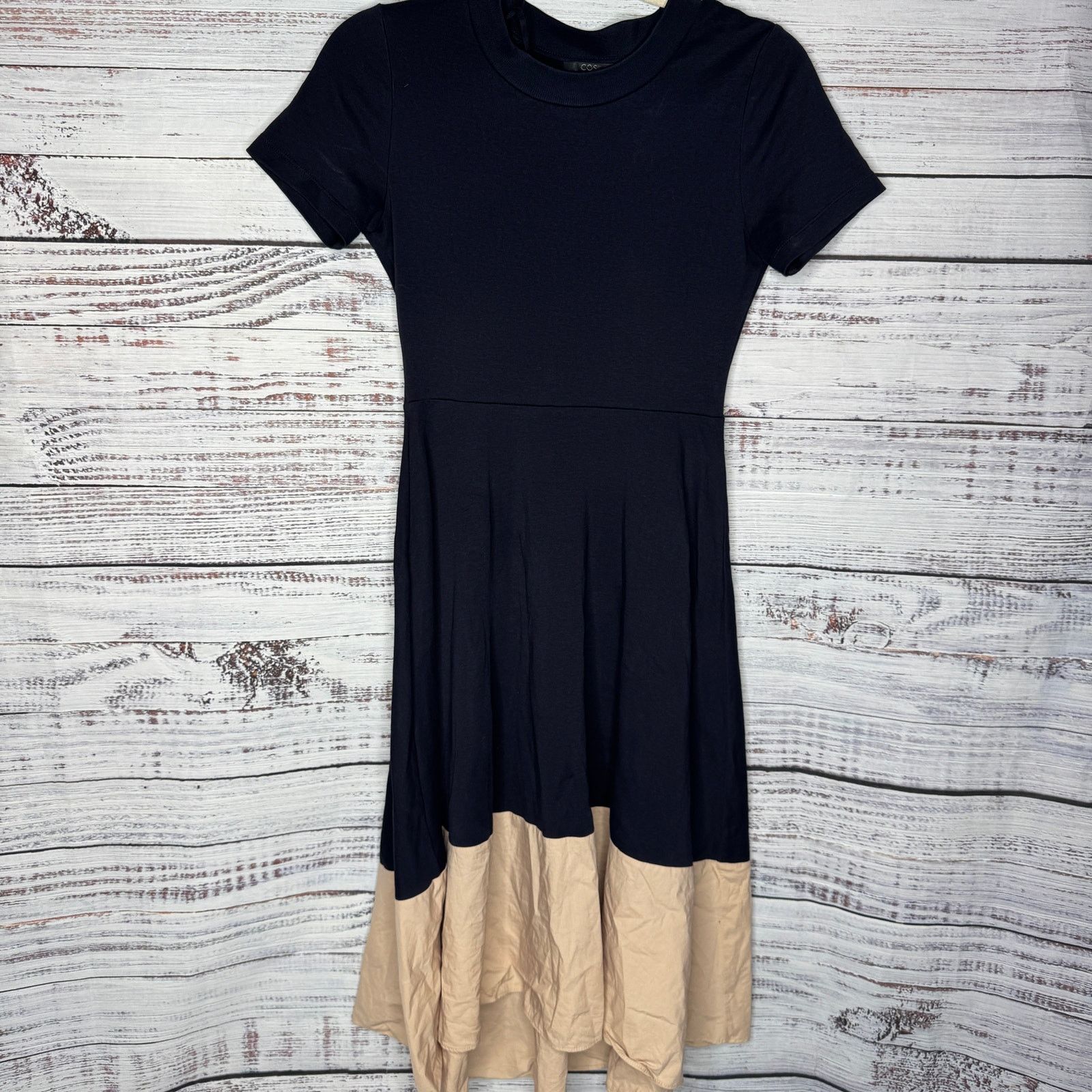 cos contrast panel mini dress CONTRAST-PANEL MINI DRESS - BRIGHT GREEN