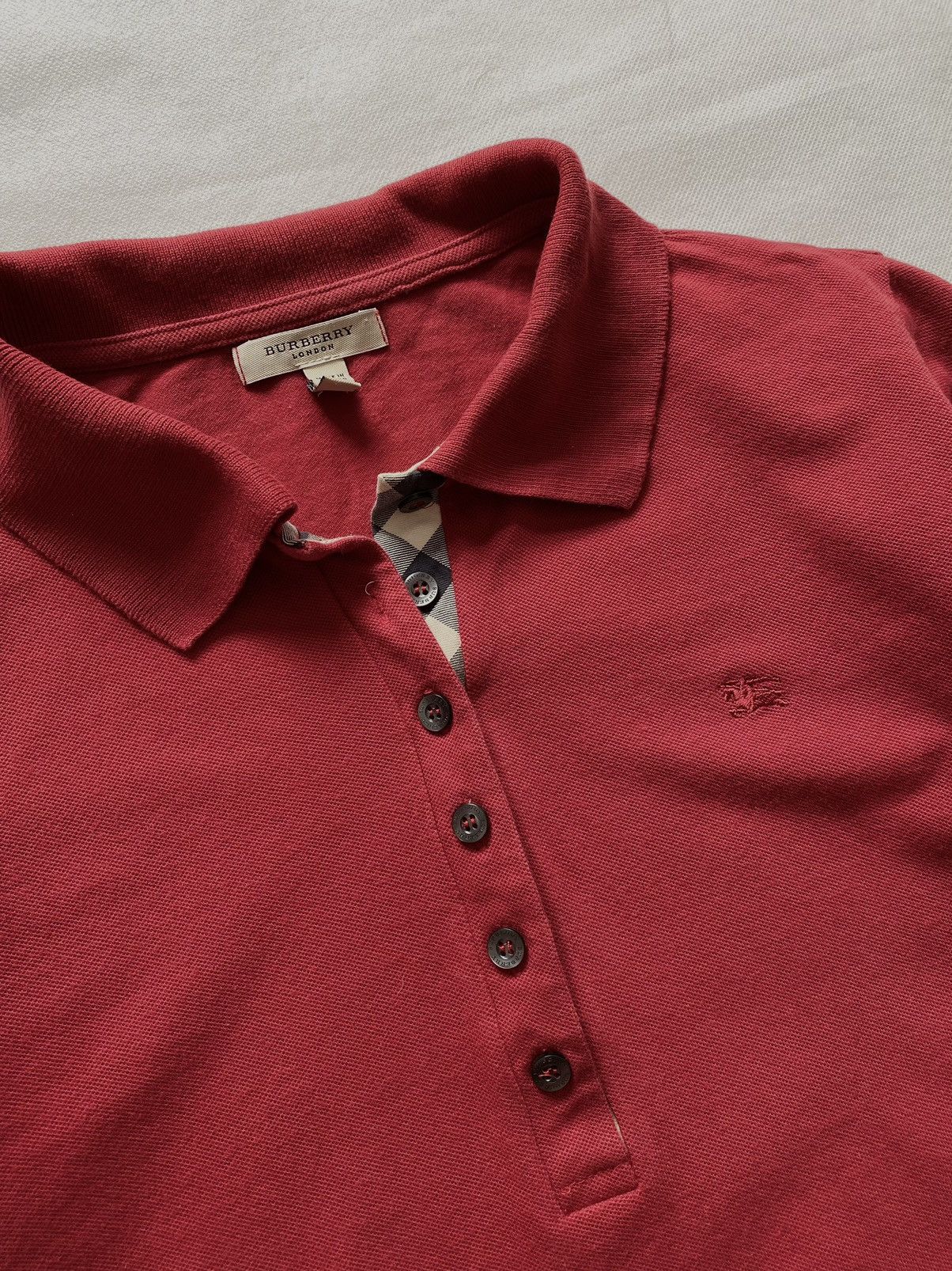 Burberry Burberry Red Polo T-Shirt Size L / US 10 / IT 46 - 3 Thumbnail