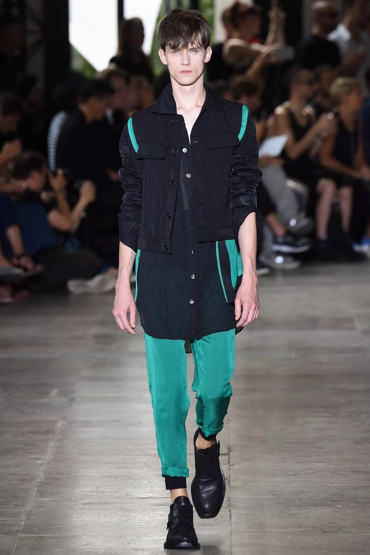 Ann Demeulemeester Ann Demeulemeester SS2016 2-Piece Black/Green Jacket M Size US M / EU 48-50 / 2 - 8 Thumbnail