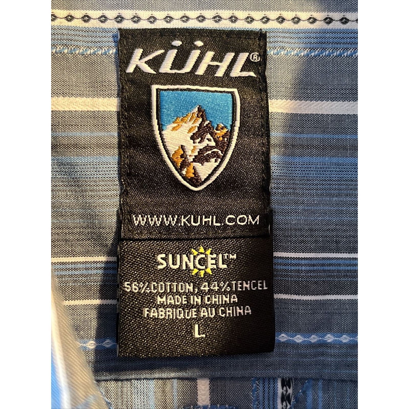 Kuhl Kühl Suncel Men’s L Blue White Striped Cotton Tencel Shirt Size US L / EU 52-54 / 3 - 3 Thumbnail