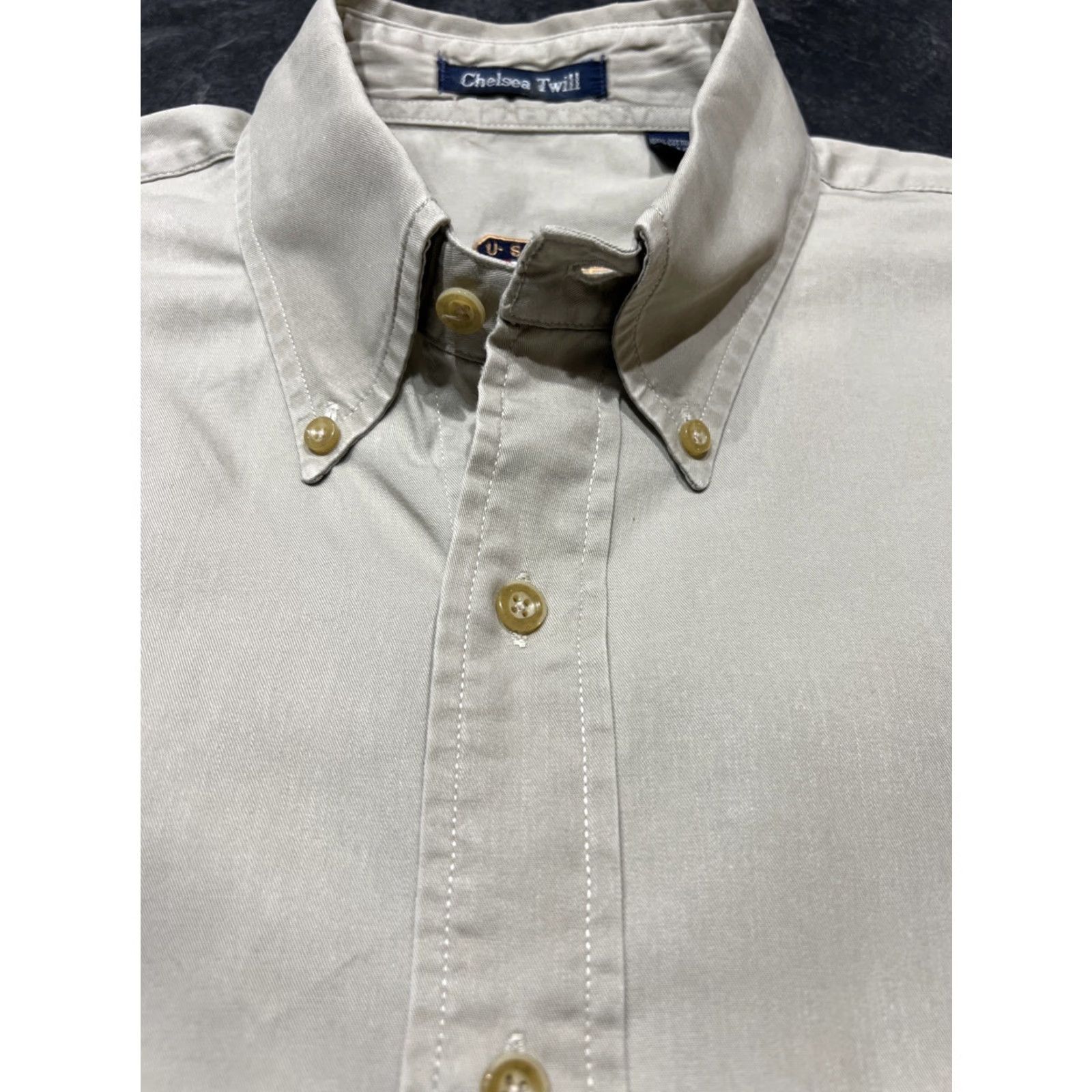 Gant VINTAGE GANT Men's Short Sleeve Shirt Twill Beige Collared Button-Up 90s Chelsea USA Medium Size US M / EU 48-50 / 2 - 6 Thumbnail