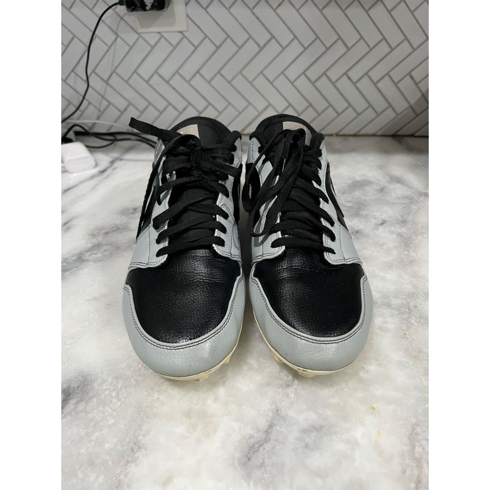 Jordan Brand Nike Jordan 1 TD Football Cleats FJ6245-002 Black White Gray Size US 12 / EU 45 - 2 Thumbnail