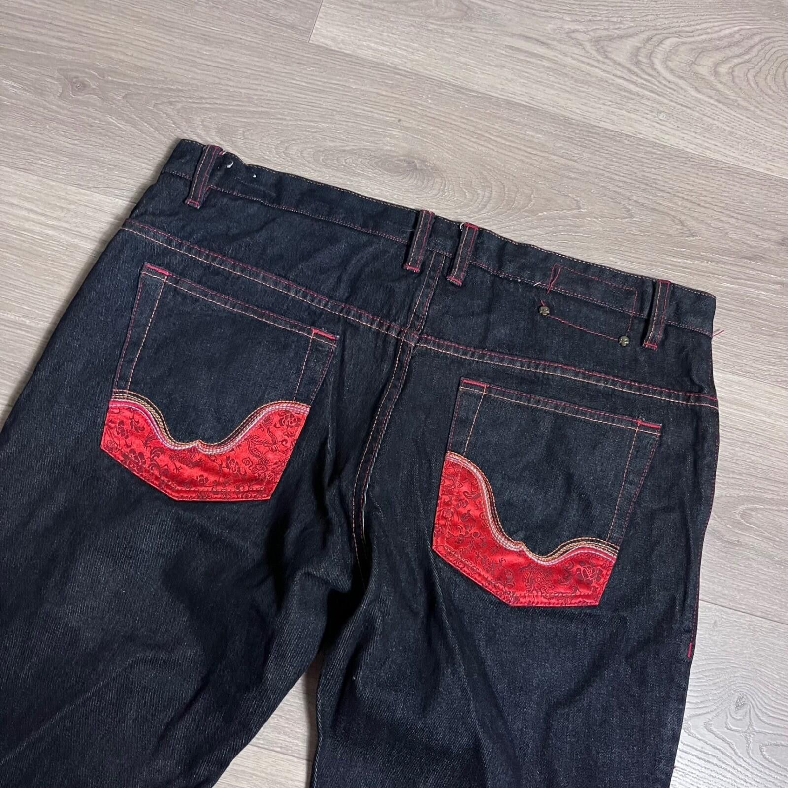 Other Y2K Savage Art Mens Dark Wash Denim Jeans Red Stitching Deta Size US 37 - 1 Thumbnail