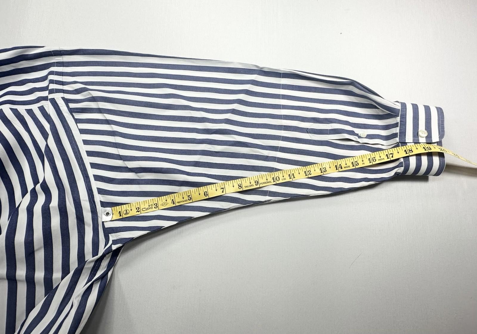 Monet Mine Striped 100% Cotton Large Button Down Shirt Blue 3XB Size US XXL / EU 58 / 5 - 6 Thumbnail