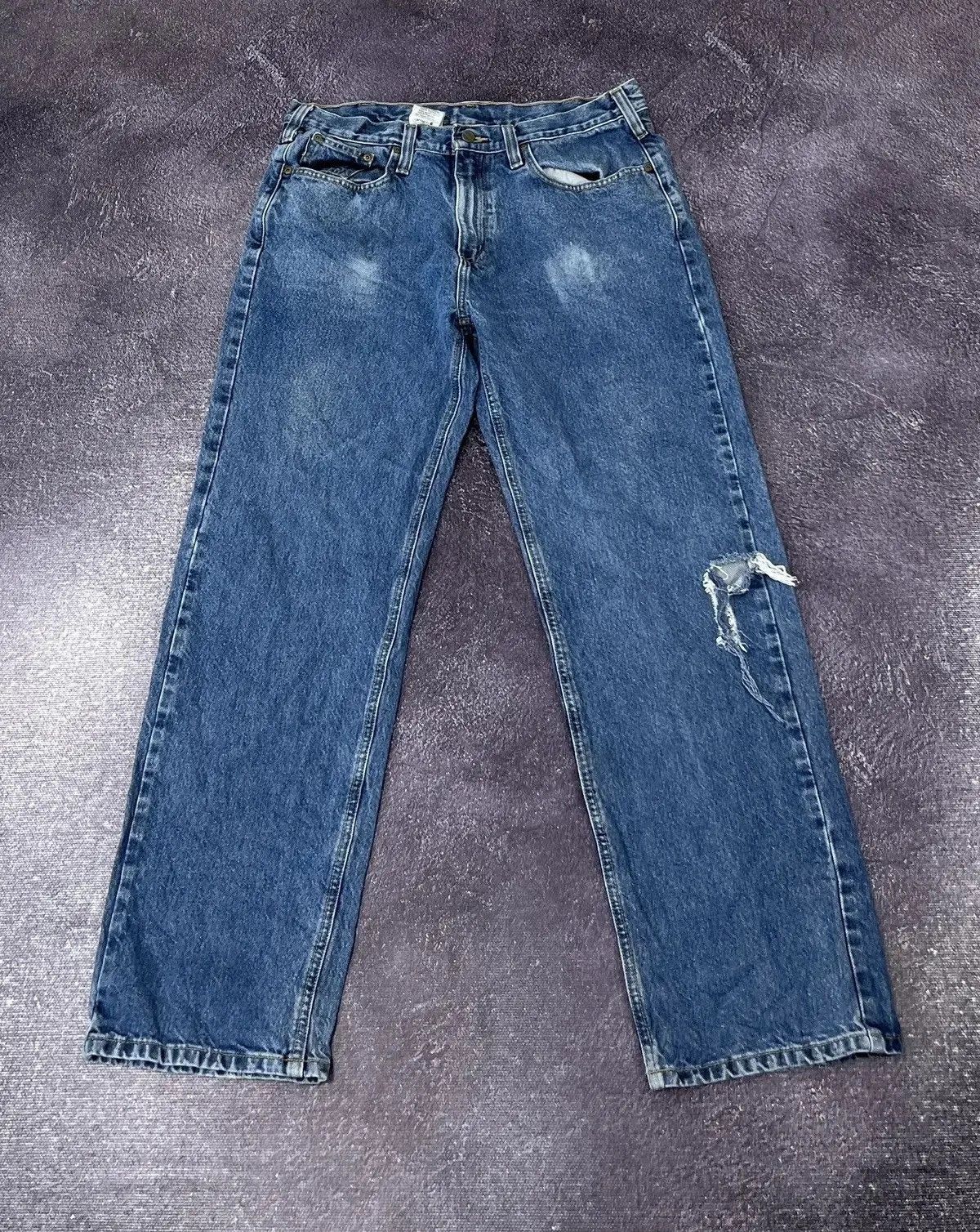 Carhartt Vintage 90s Carhartt Blue Work Denim Hype Baggy Jeans Size US 36 / EU 52 - 7 Thumbnail