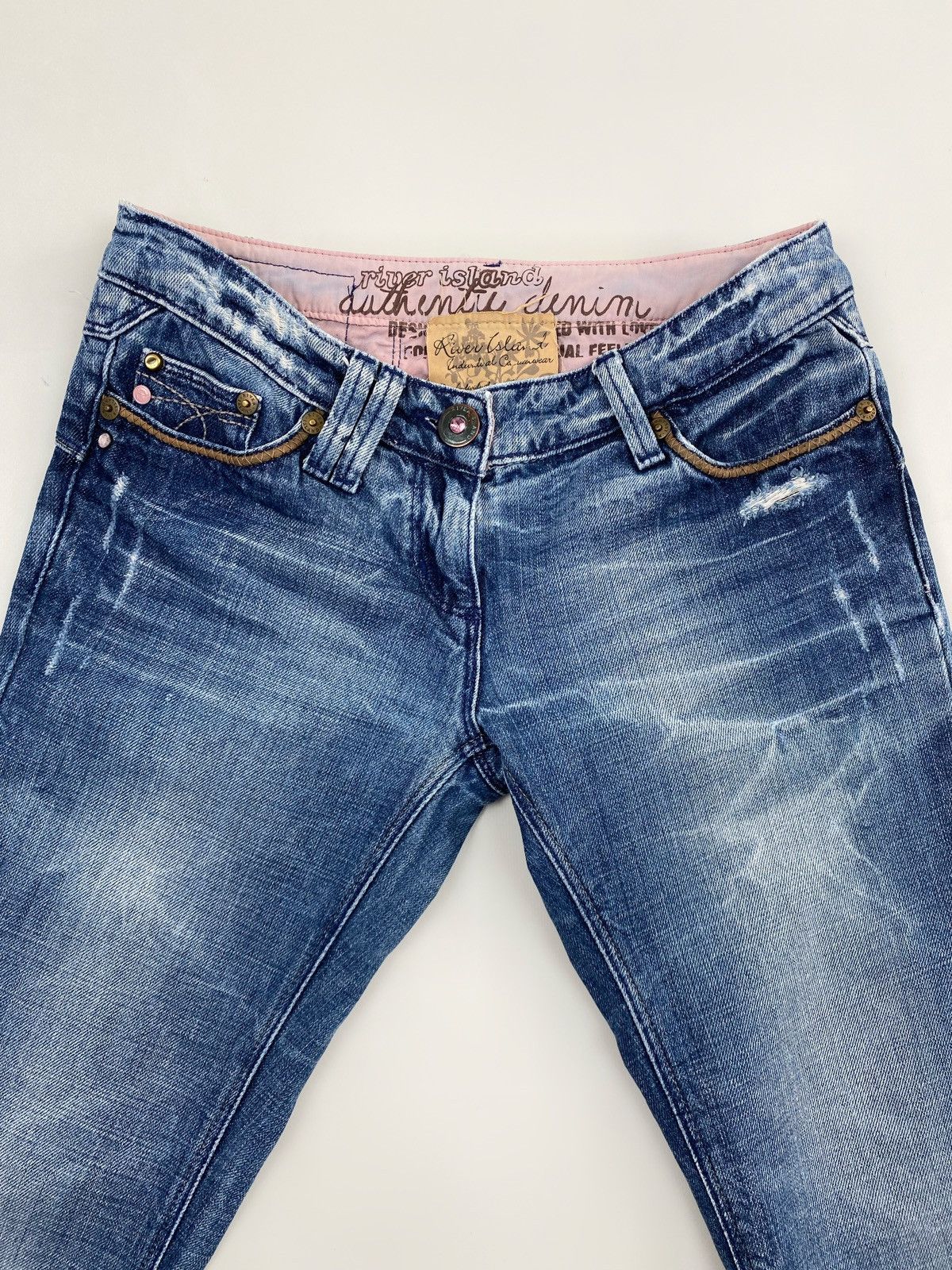 River Island Y2K Vintage River Island Washed Low Rise Bootcut Flares Size 28" / US 6 / IT 42 - 2 Thumbnail