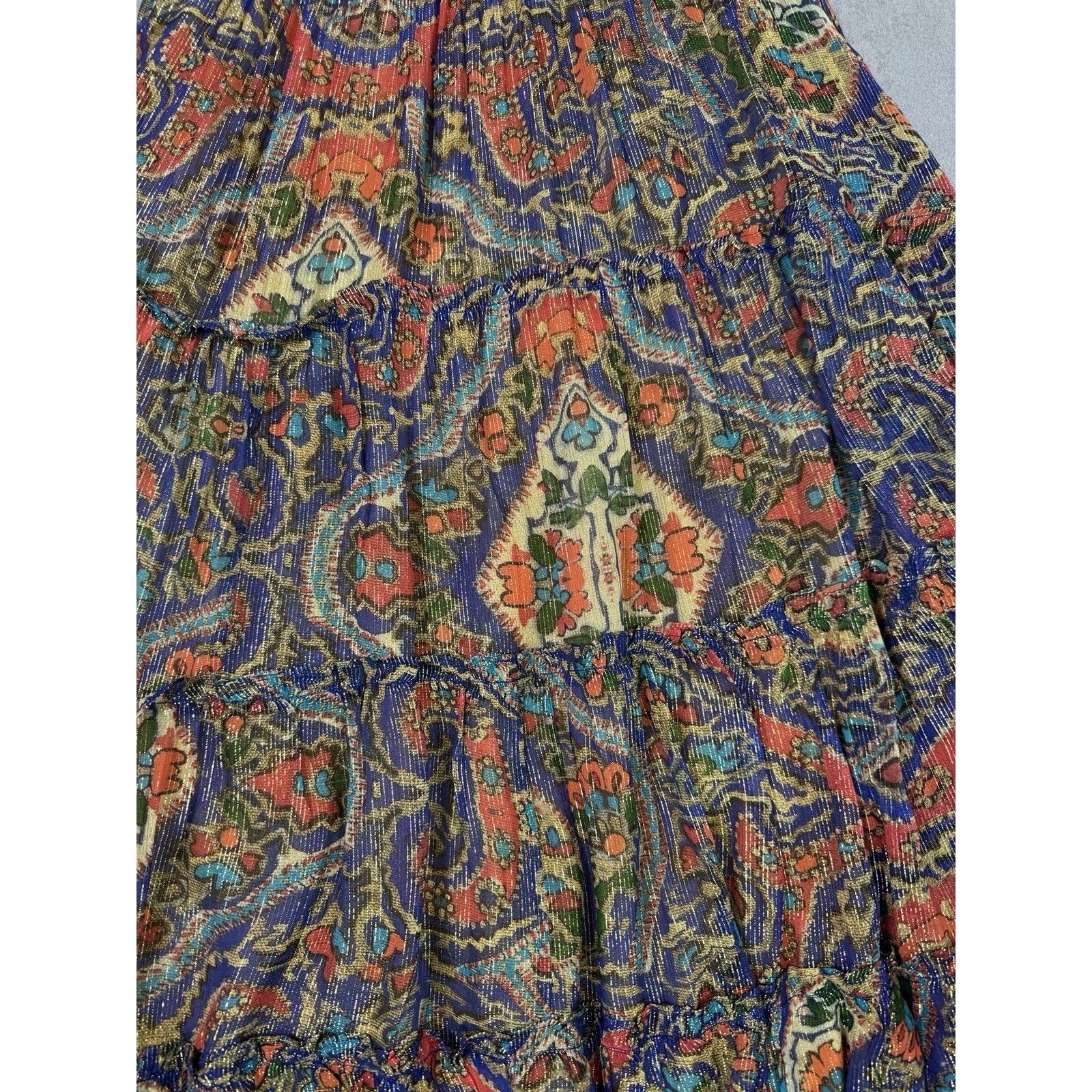 Oliphant OLIPHANT RUFFLE TIERED MAXI PERSIAN COBALT SIZE L DRESS Size L / US 10 / IT 46 - 7 Thumbnail